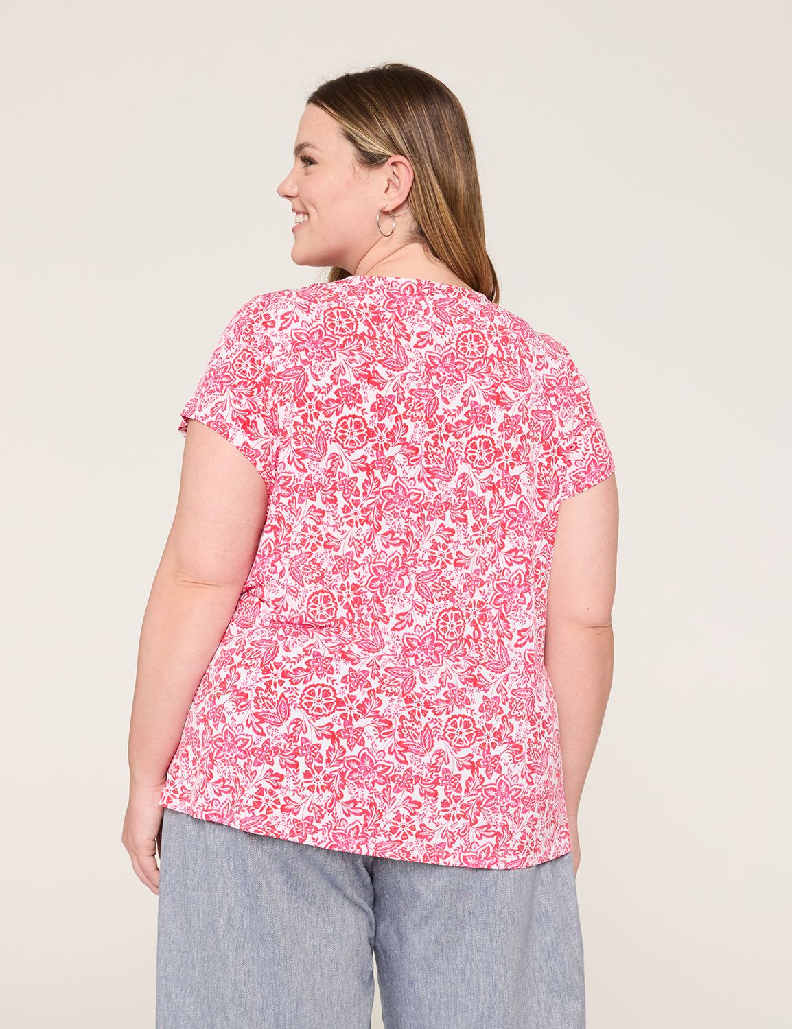 Cap Sleeve Dolman V-Neck Matte Jers | LaneBryant