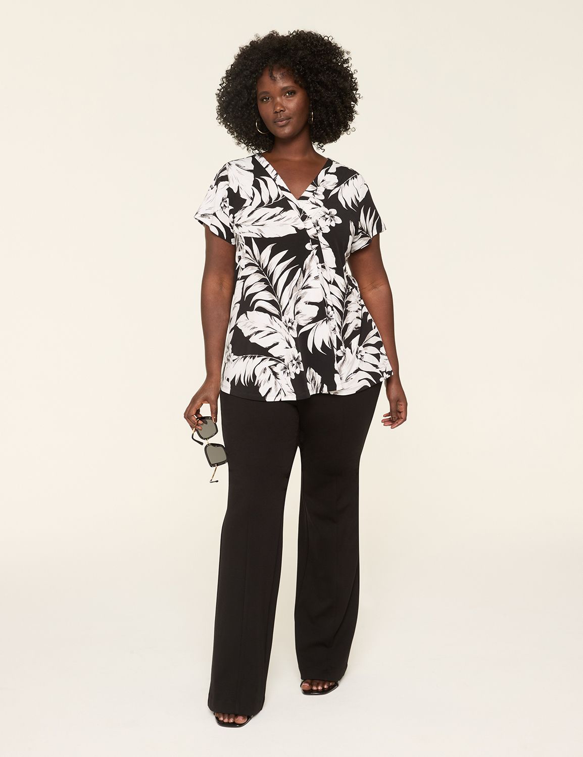 Cap Sleeve Dolman V-Neck Matte Jers | LaneBryant