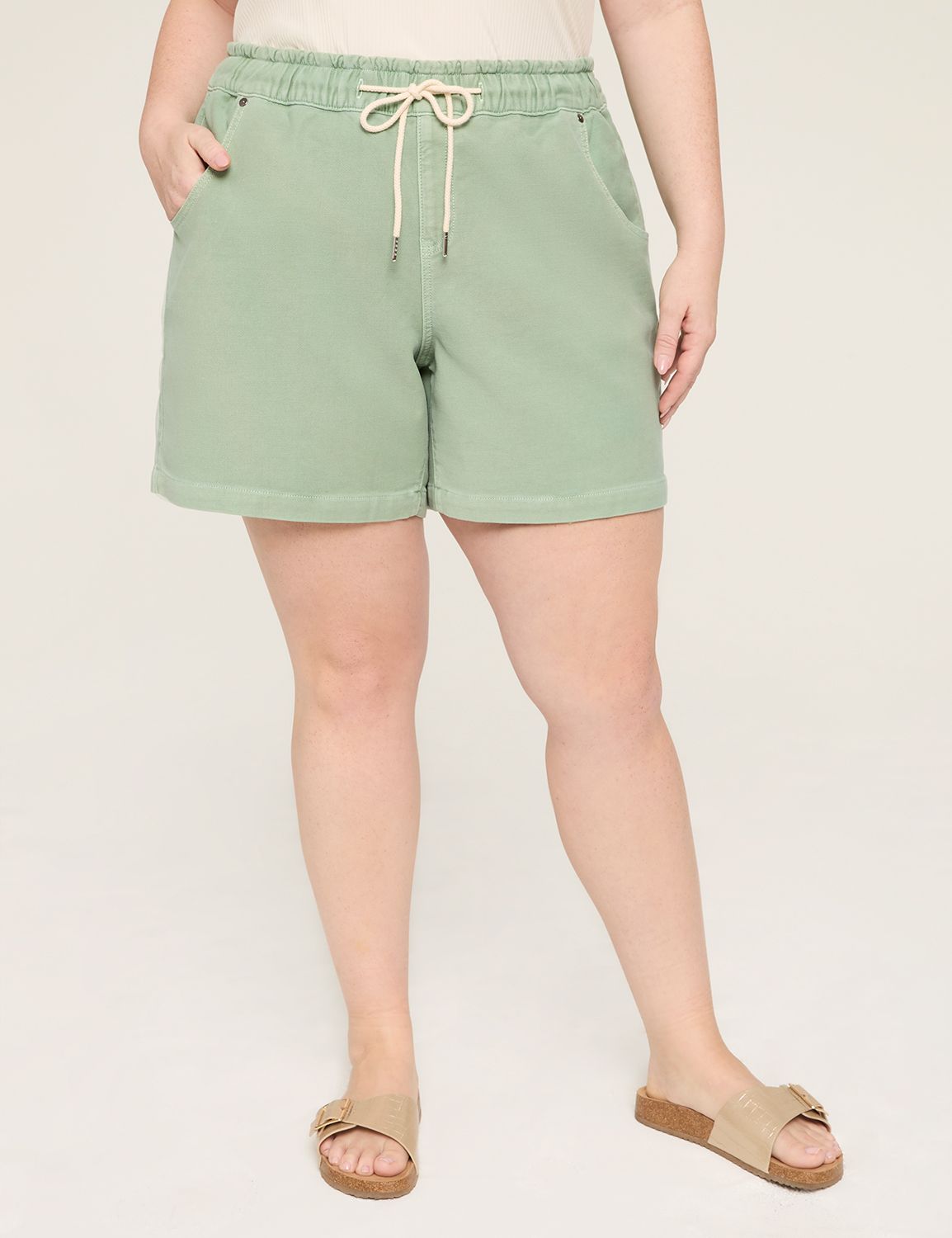 Pull-On Knit Denim Shorts