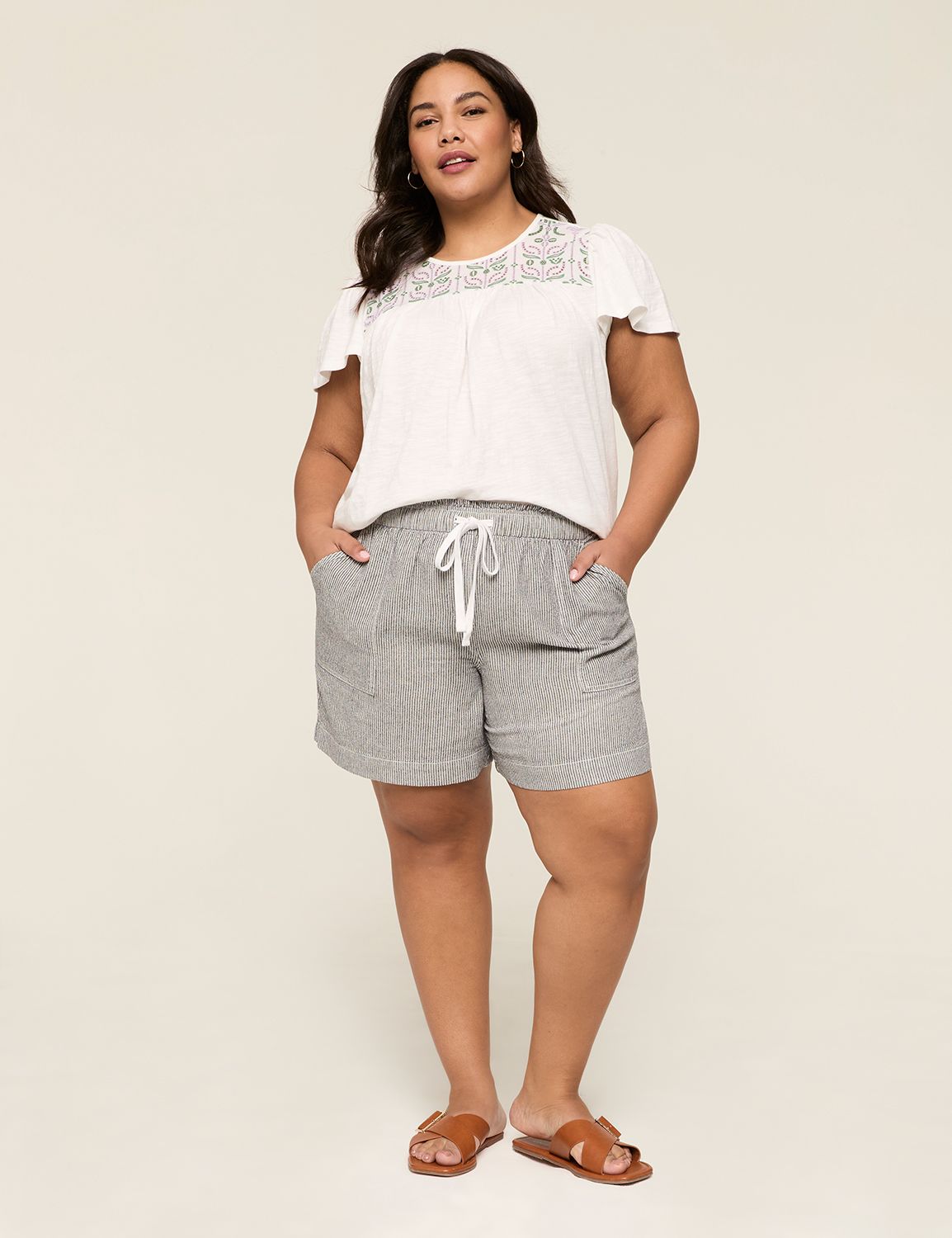 The Softest Short - LINEN STRIPE - Product Image 3