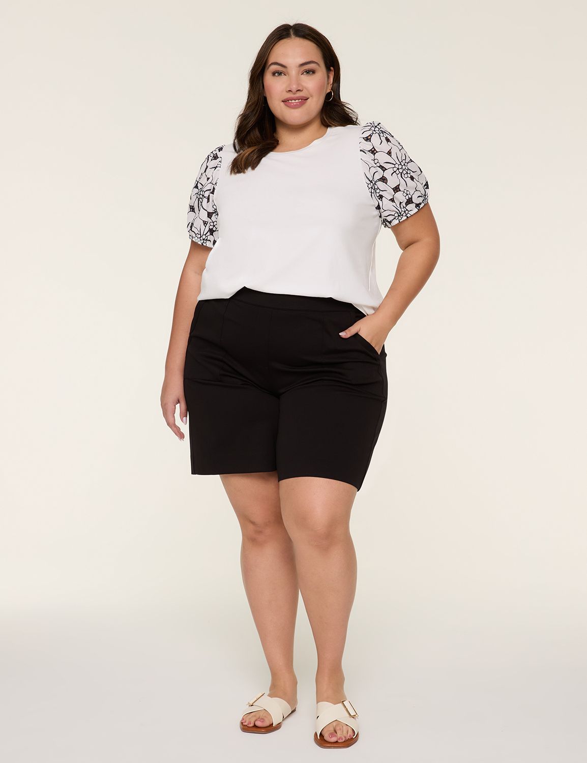 PULLON PONTE WIDELEG TROUSER SHORTS Product Image 3