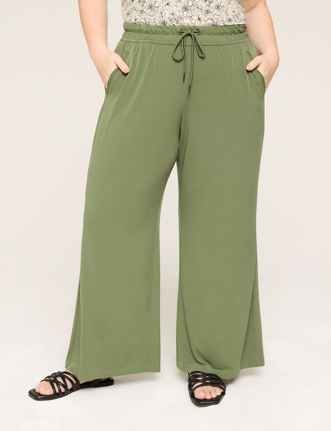★PARTIMENTO★ Nylon Curved Piping Wide Pants Avocado PISTOLA Penny Crop Wide Leg in Avocado | REVOLVE