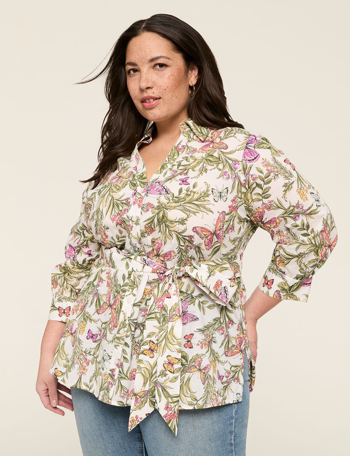Women's Sheer Mesh Long Sleeve Jacket - Belted Button-Down, Lightweight Summer Cardigan, Khaki Small - View #10