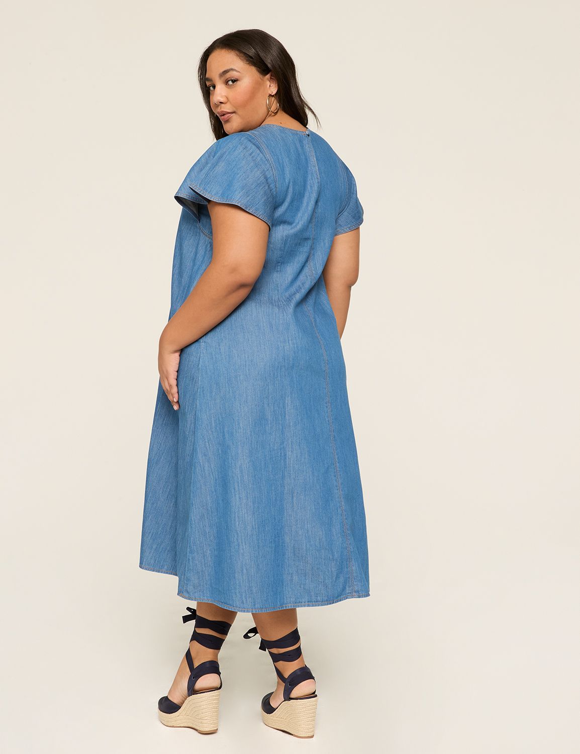 CREWNK FLUTTER SLEEVE A LINE DRESS Product Image 2