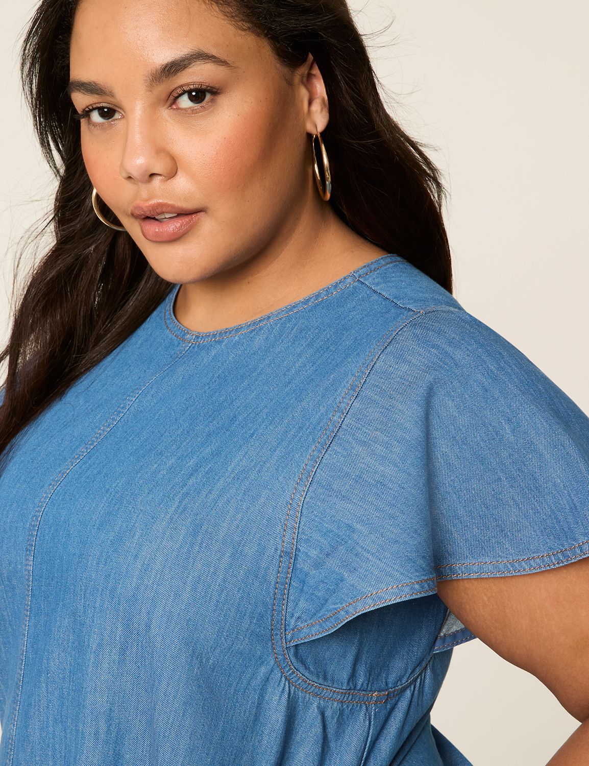 CREWNK FLUTTER SLEEVE A LINE DRESS Product Image 3