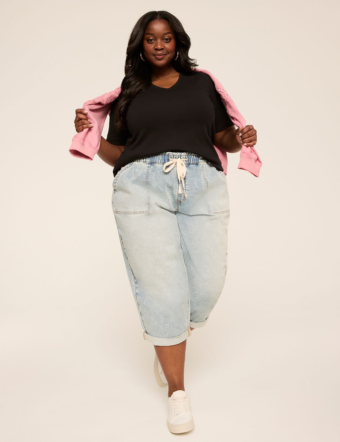 Classic Elbow Sleeve V-Neck Tunic T Product Image 3