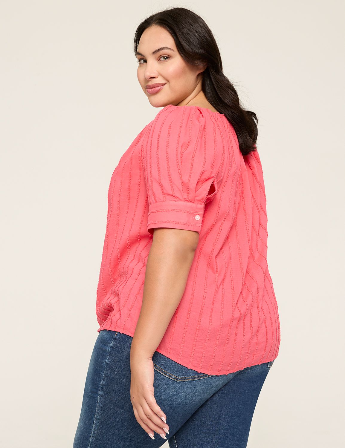 Nicole Miller Women's Notch Neck Raglan Sleeve Top Cotton Gauze Tunic Blouse main image 1
