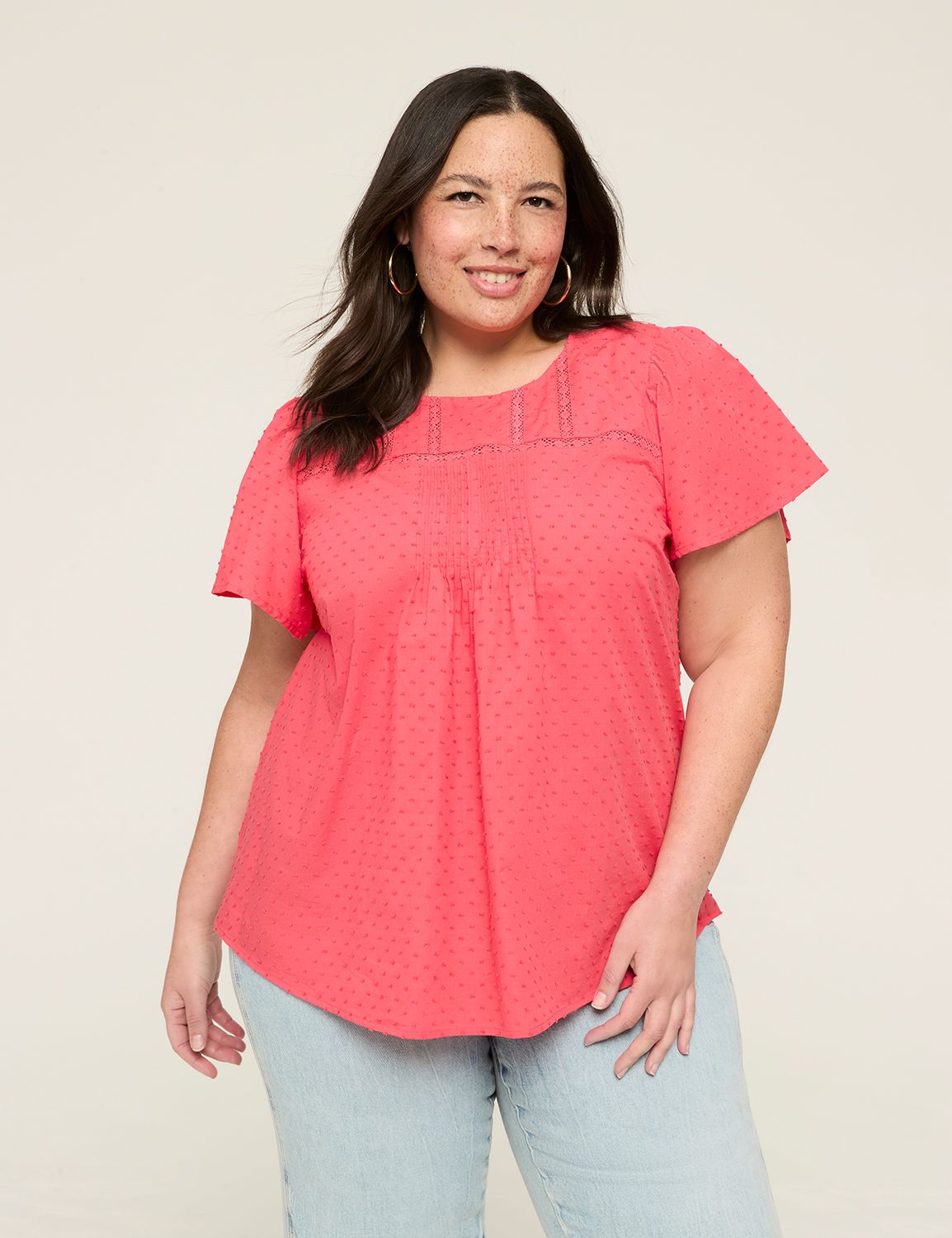Classic Flutter Sleeve Crew Neck Bl Product Image 1
