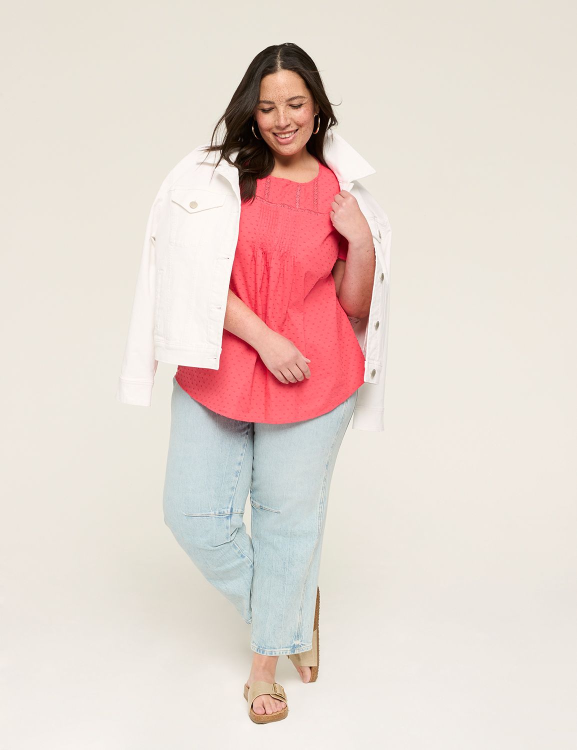 Classic Flutter Sleeve Crew Neck Bl Product Image 3