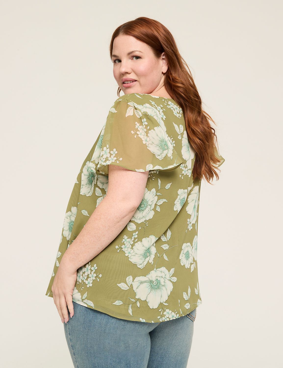 Swing SS V Neck Chiffon Popover Top Product Image 2