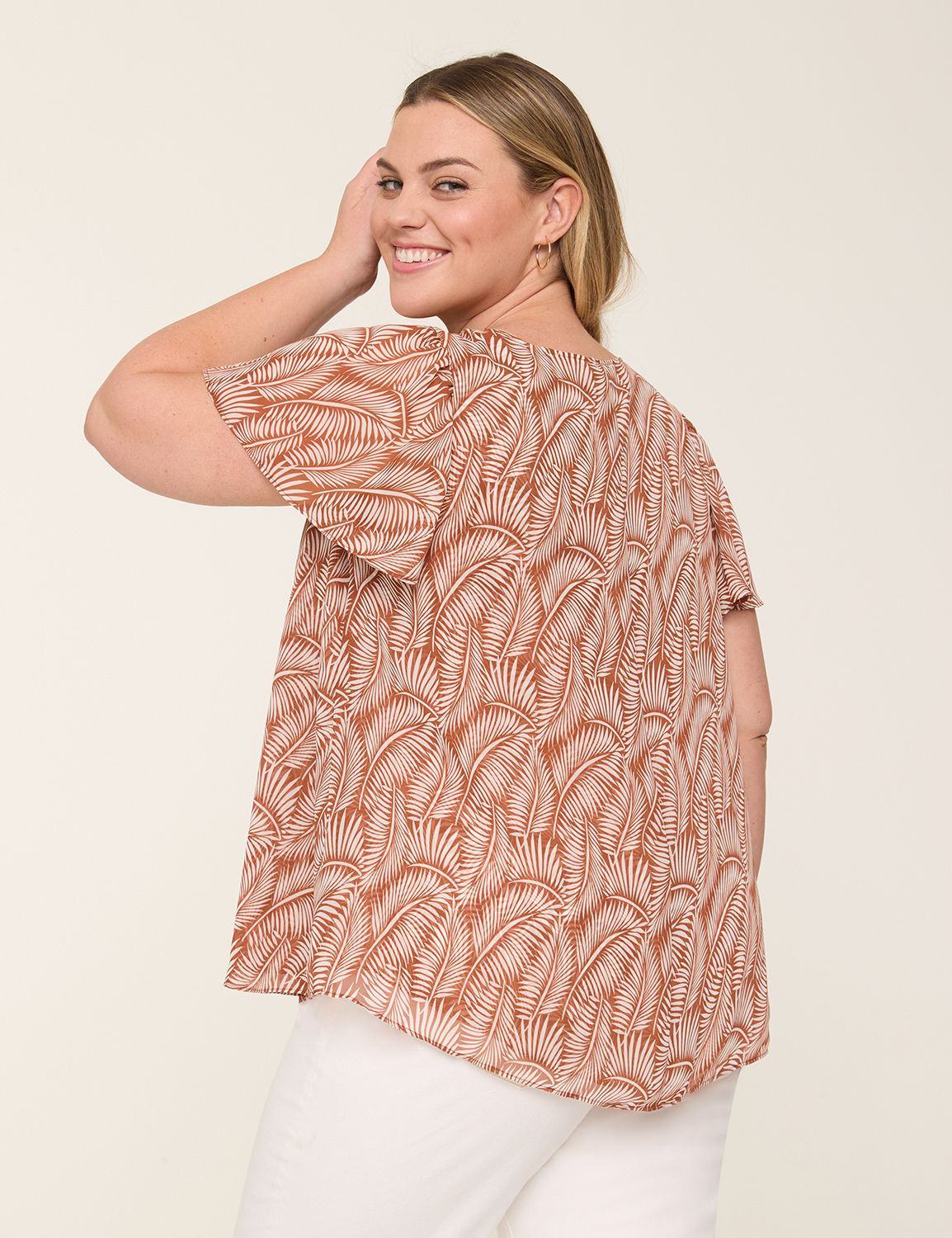 Swing Flutter-Sleeve Popover Top