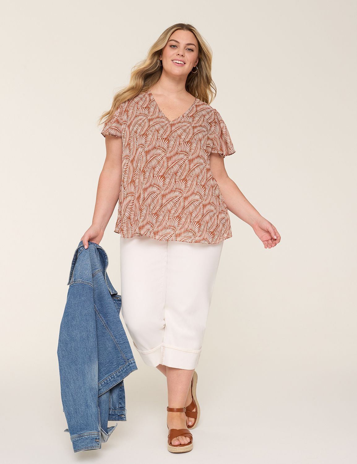 Swing SS V Neck Chiffon Popover Top Product Image 3