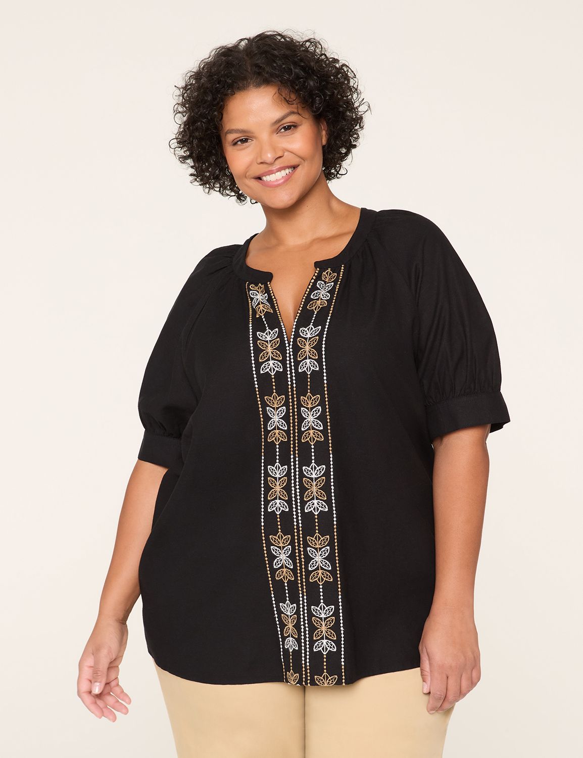 Easy SS Raglan Popover Blouse (EMBR Product Image 1
