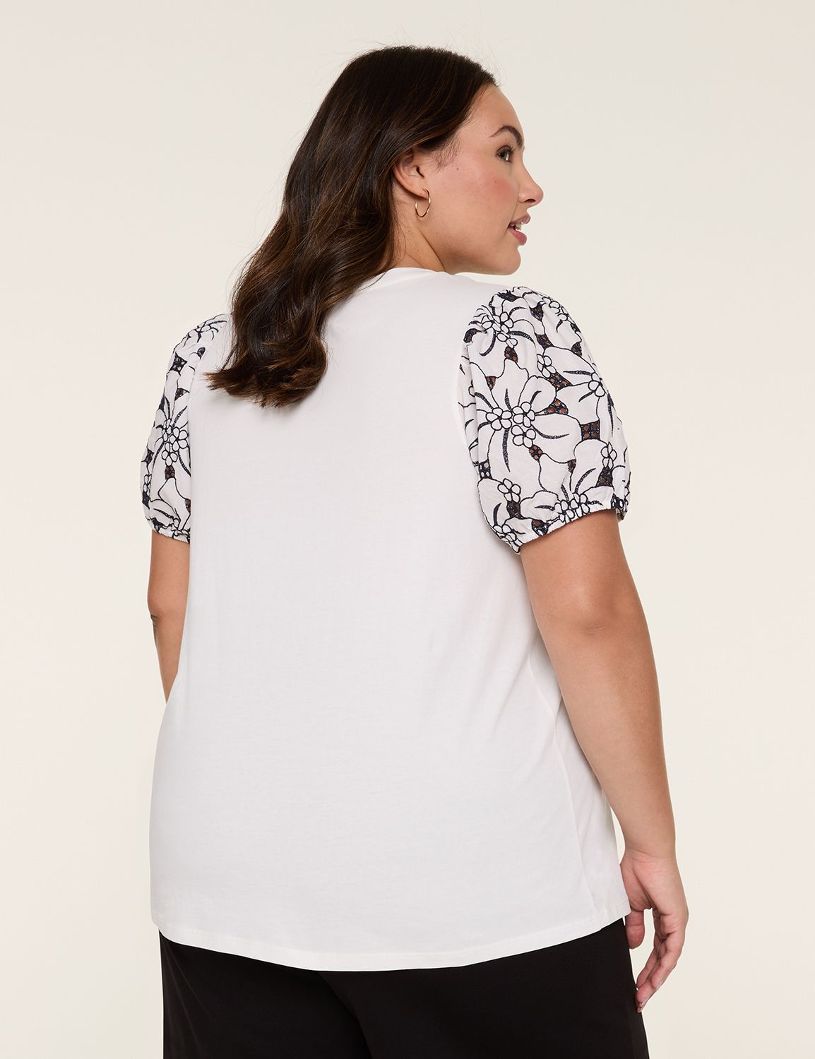 Eyelet Short Sleeve Smocked Cuff Cr Product Image 2