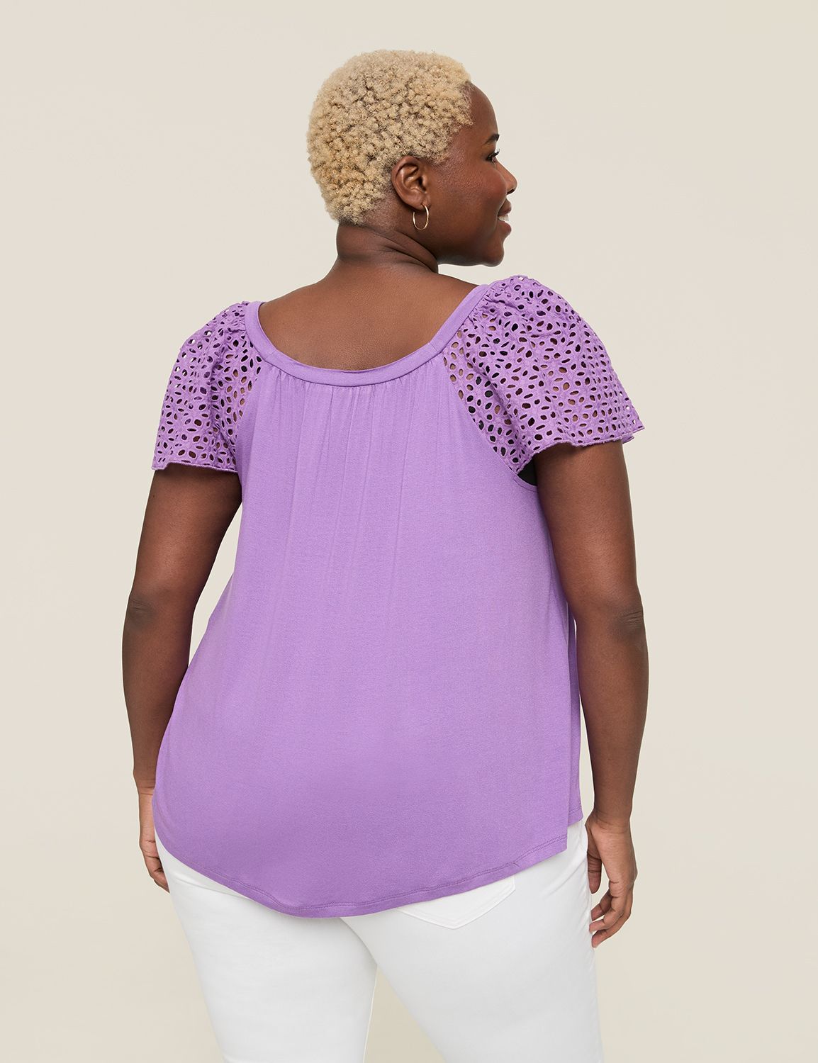 トップス Eyelet Rib Stitch Square-neck T-shirt Eyelet Rib Stitch Square-neck T-shirt - メルカリ
