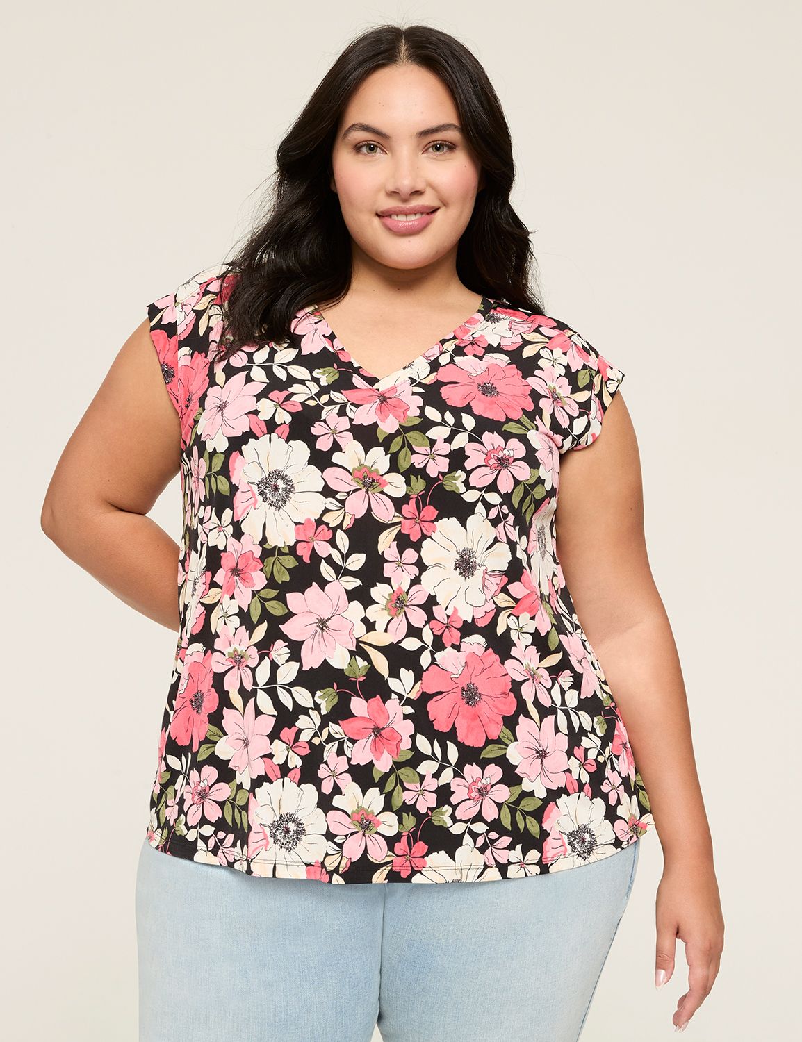 Sleeveless V Neck Shoulder Seam Top Product Image 1