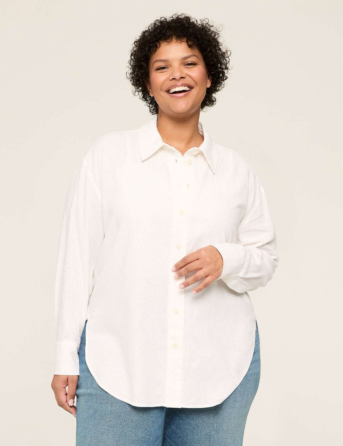 Relaxed Long Sleeve Collared Button Product Image 1