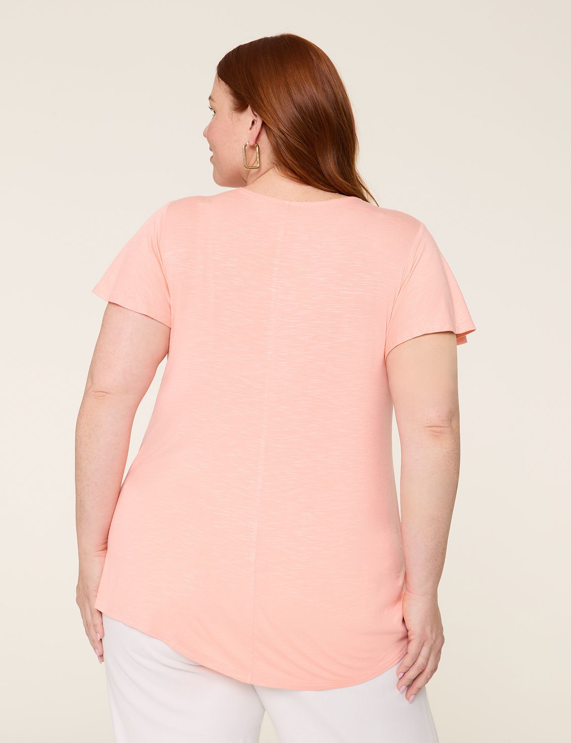 Casual Flutter Sleeve V-Neck Illusi Product Image 2
