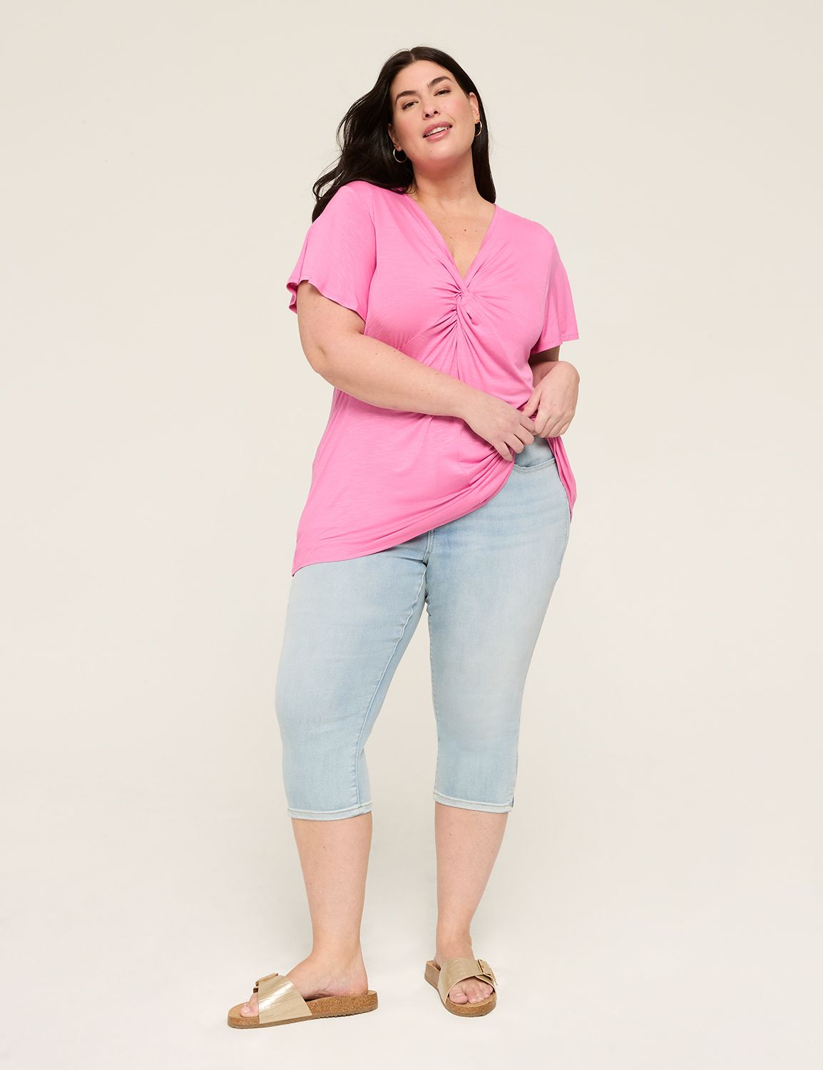 Casual Flutter Sleeve V-Neck Illusi Product Image 3
