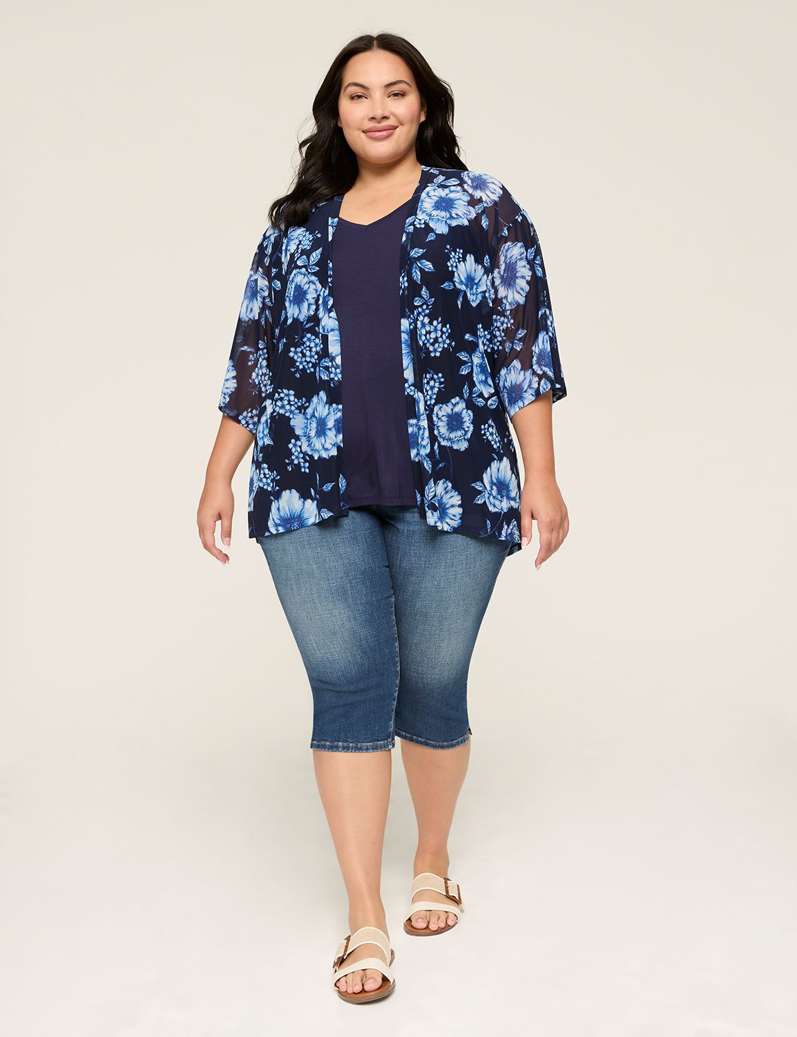 Casual Kimono Sleeve Open Front Ove Product Image 3