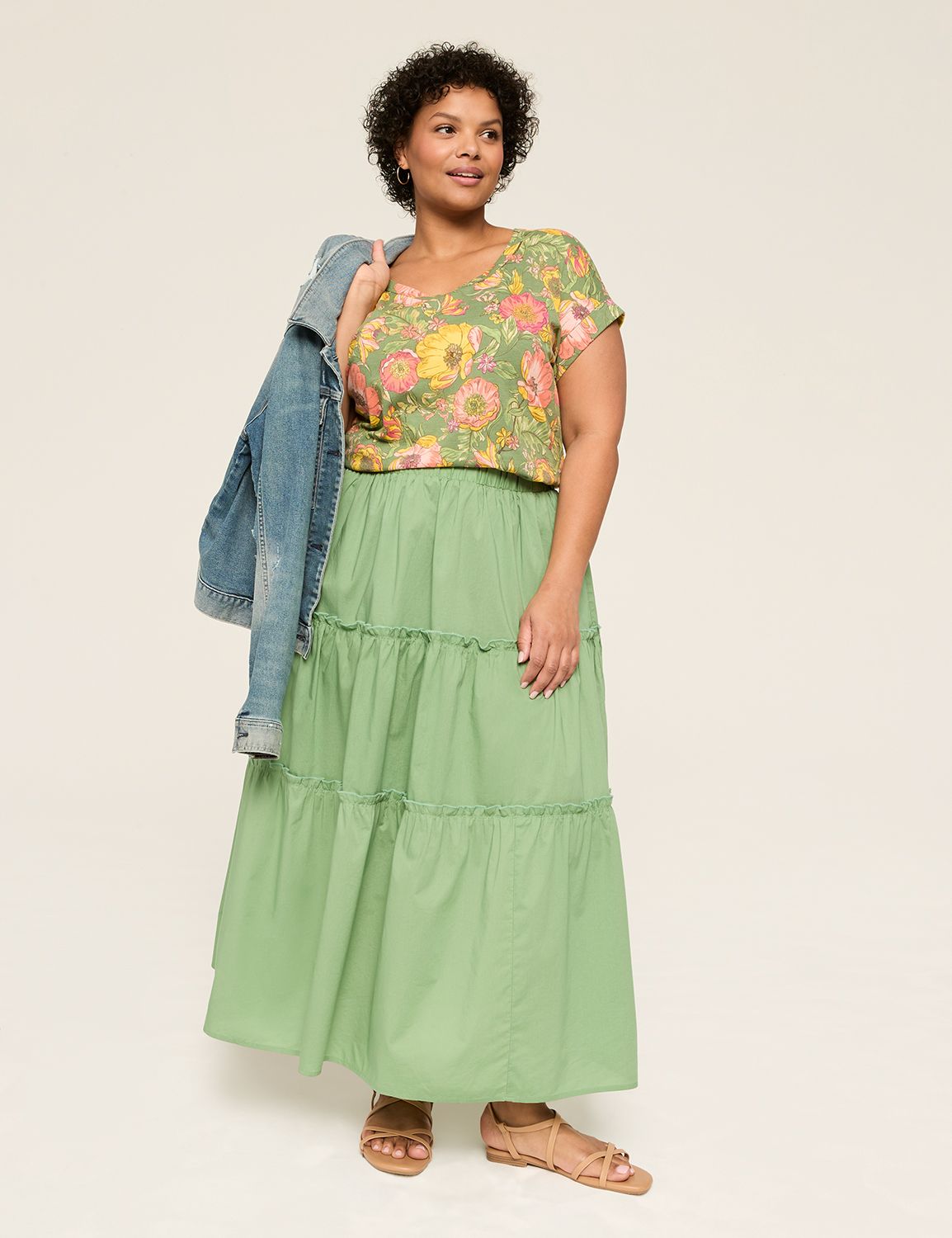 Casual Short Roll Sleeve Scoop Neck | LaneBryant