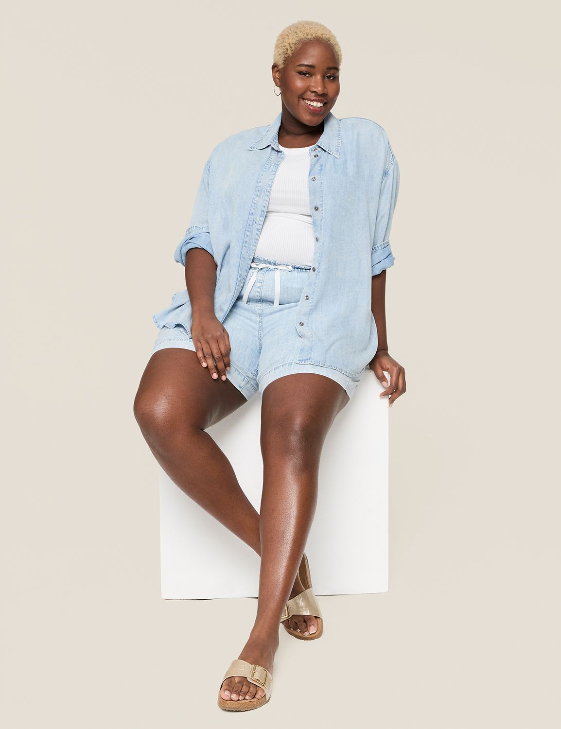 The Softest Short - DENIM TENCEL LU Product Image 3