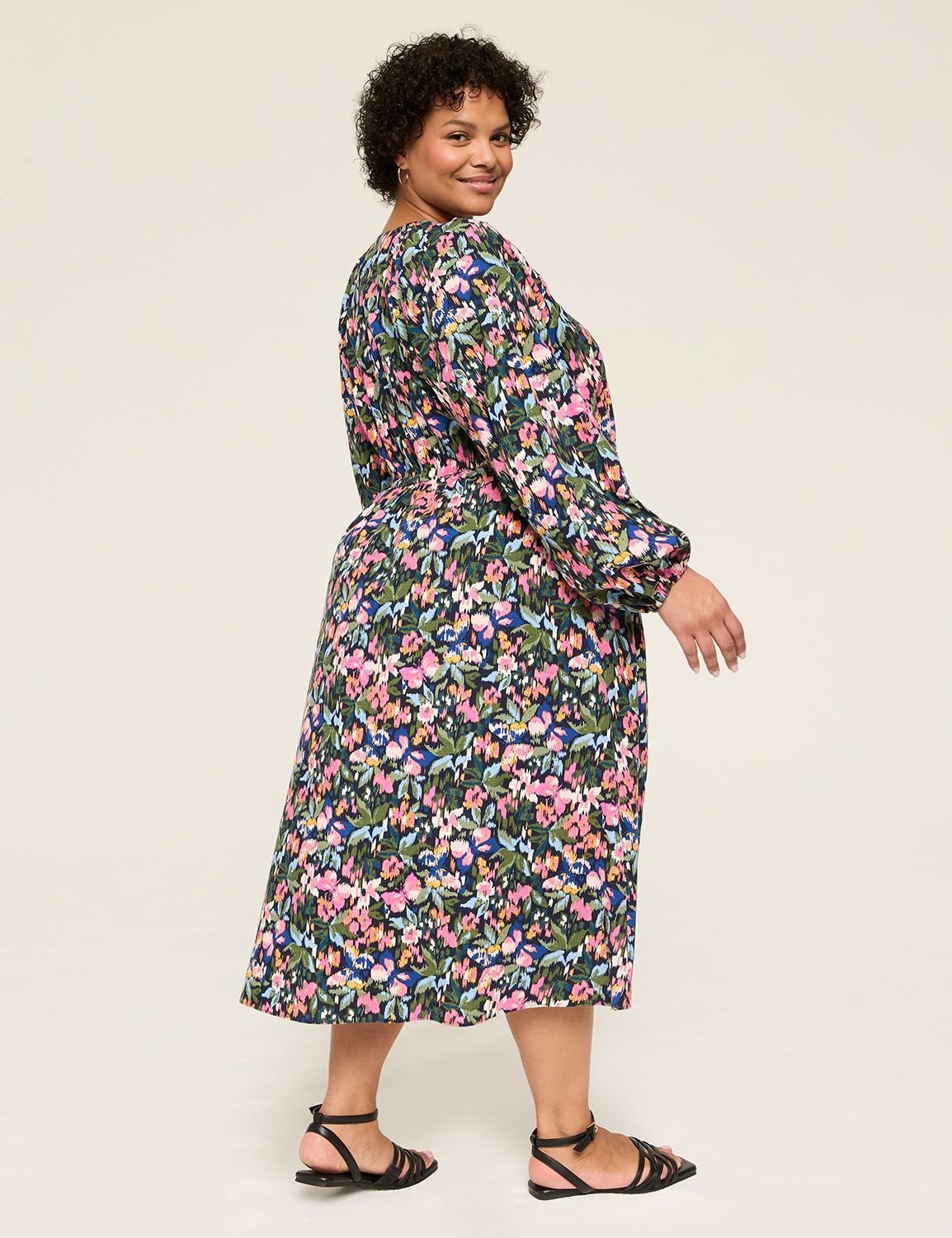 LS RAGLAN VNECK TIE WAIST DRESS 114 Product Image 2