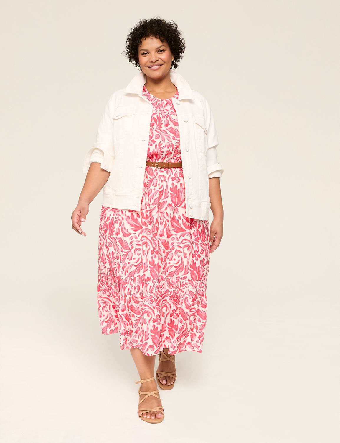 Flutter-Sleeve Pin-Tuck Sleeve Midi Dress | LaneBryant
