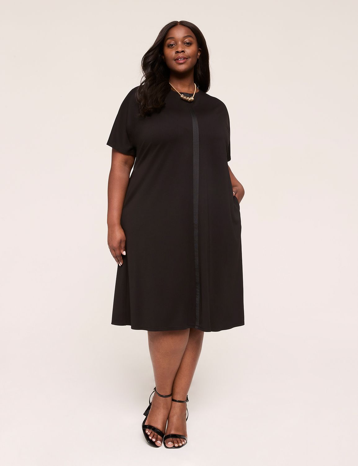 Ponte Ribbon-Trim Dress