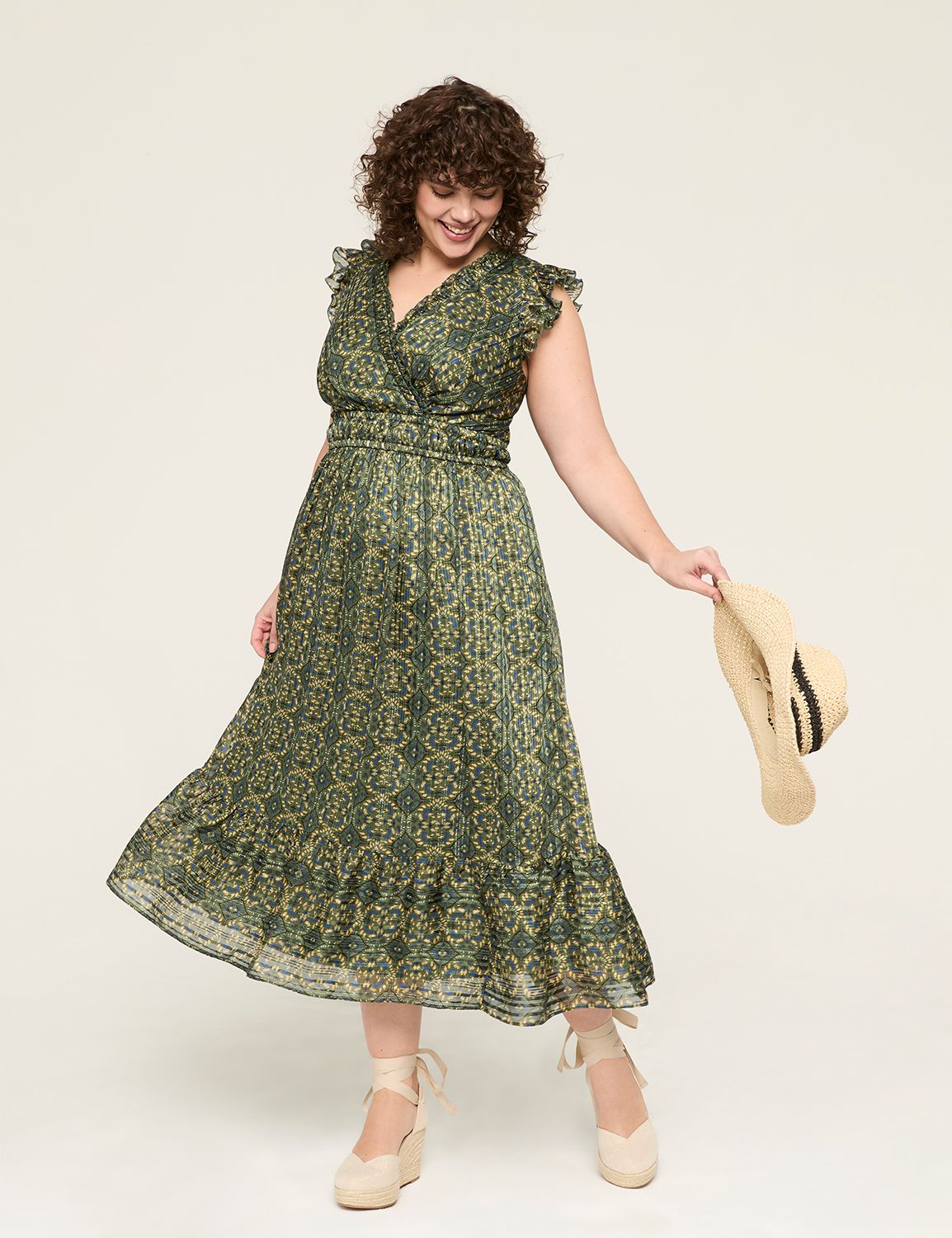 Lurex Shimmer Surplice Neck Maxi Dress | LaneBryant