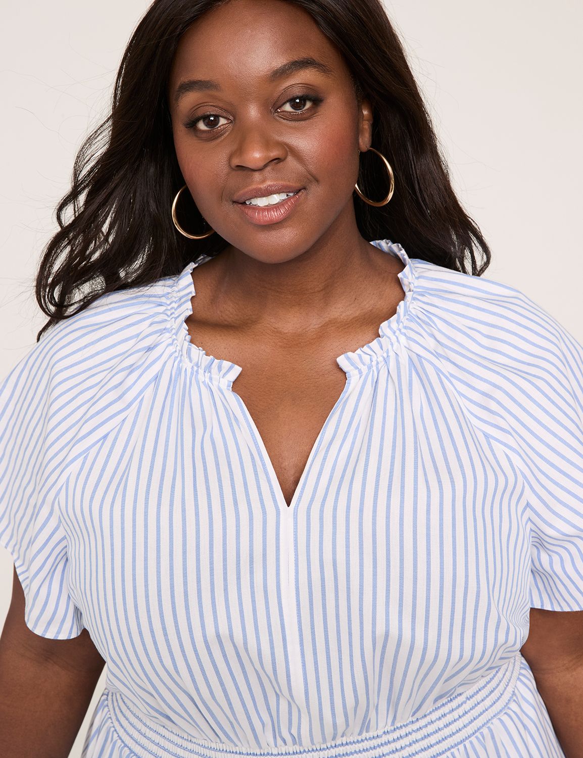 Flutter-Sleeve Tiered Midi Dress | LaneBryant
