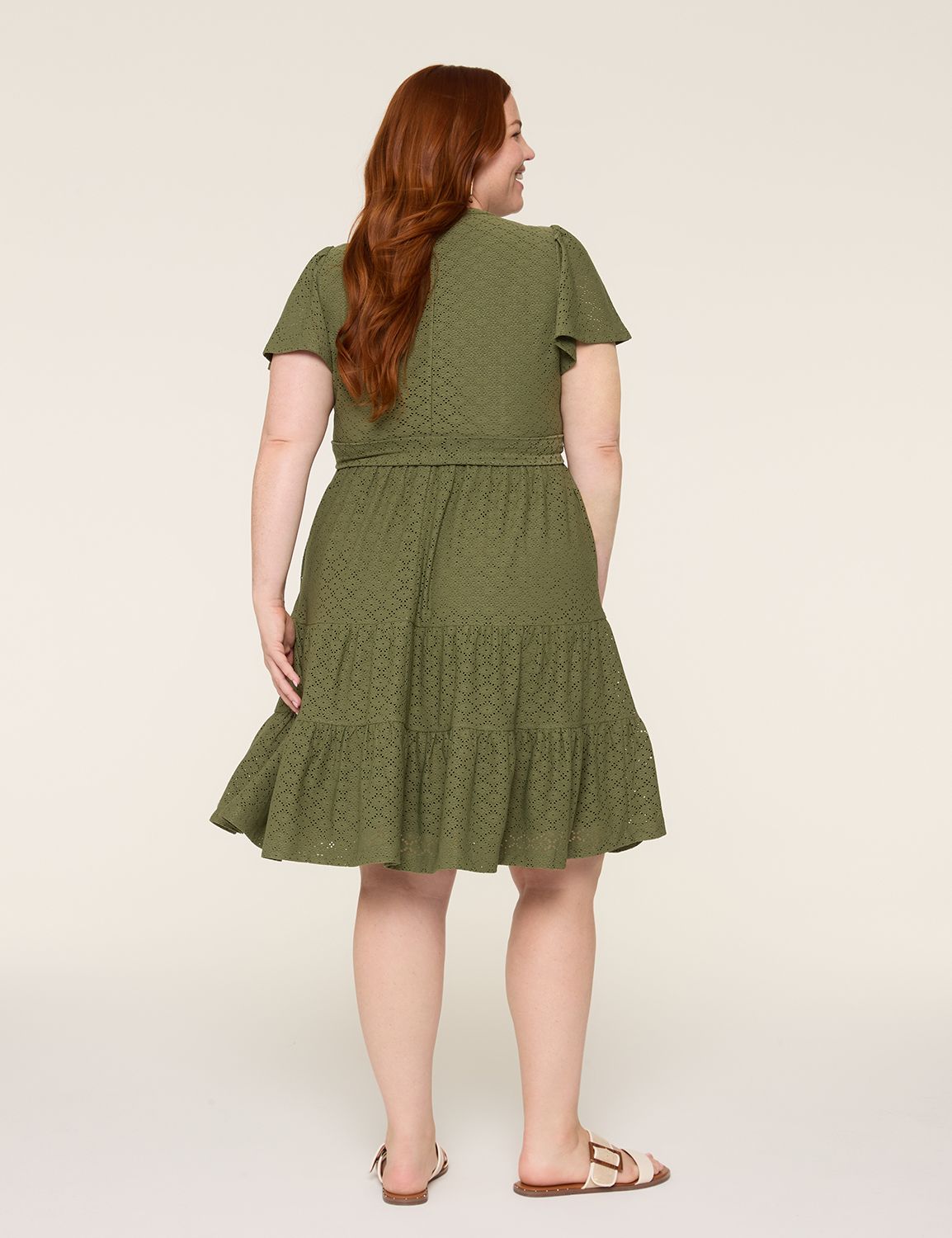 SS FLUTTER VNECK IN KNIT EYELET 114 Product Image 2