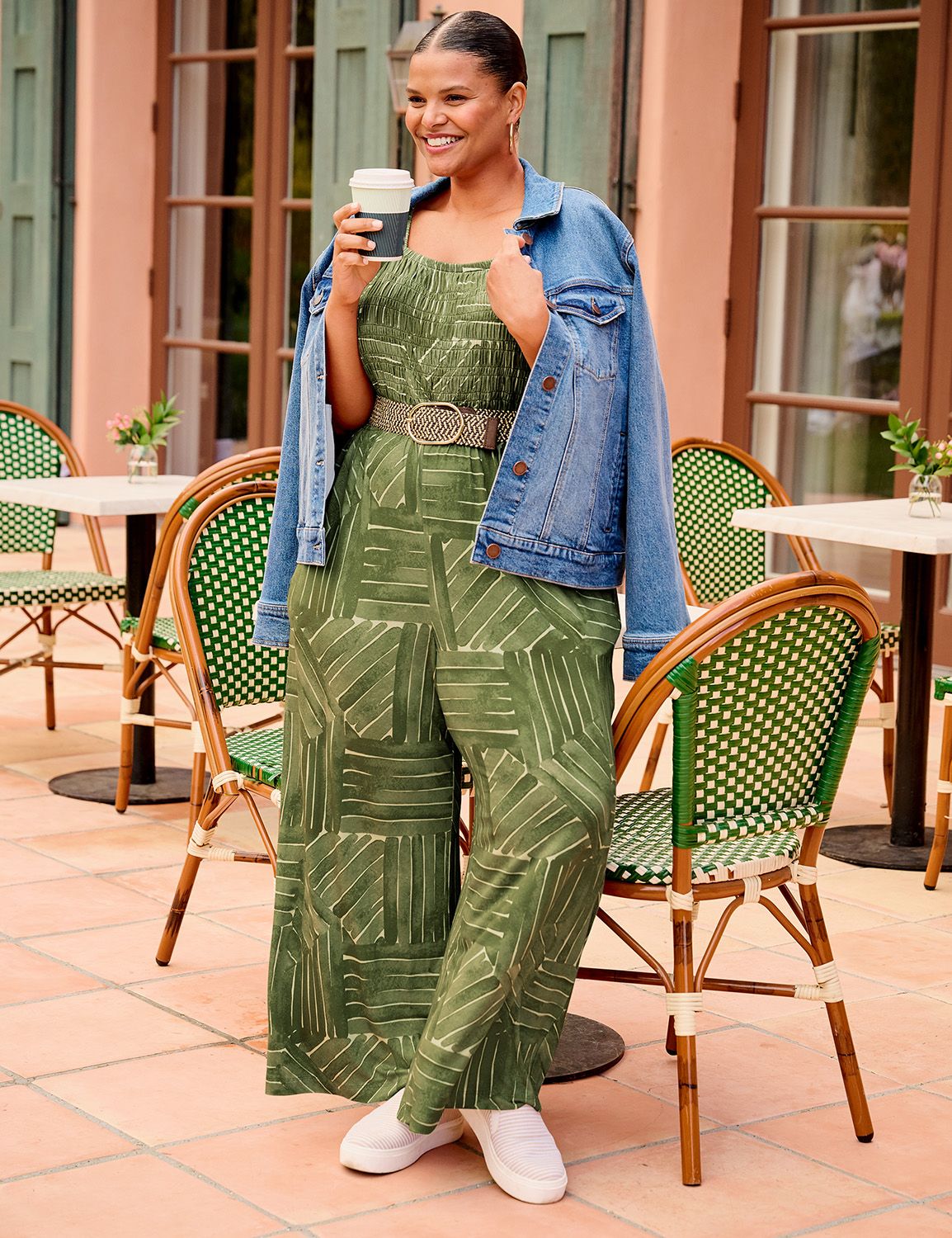 Smocked-Bodice Flutter-Sleeve Jumpsuit | LaneBryant