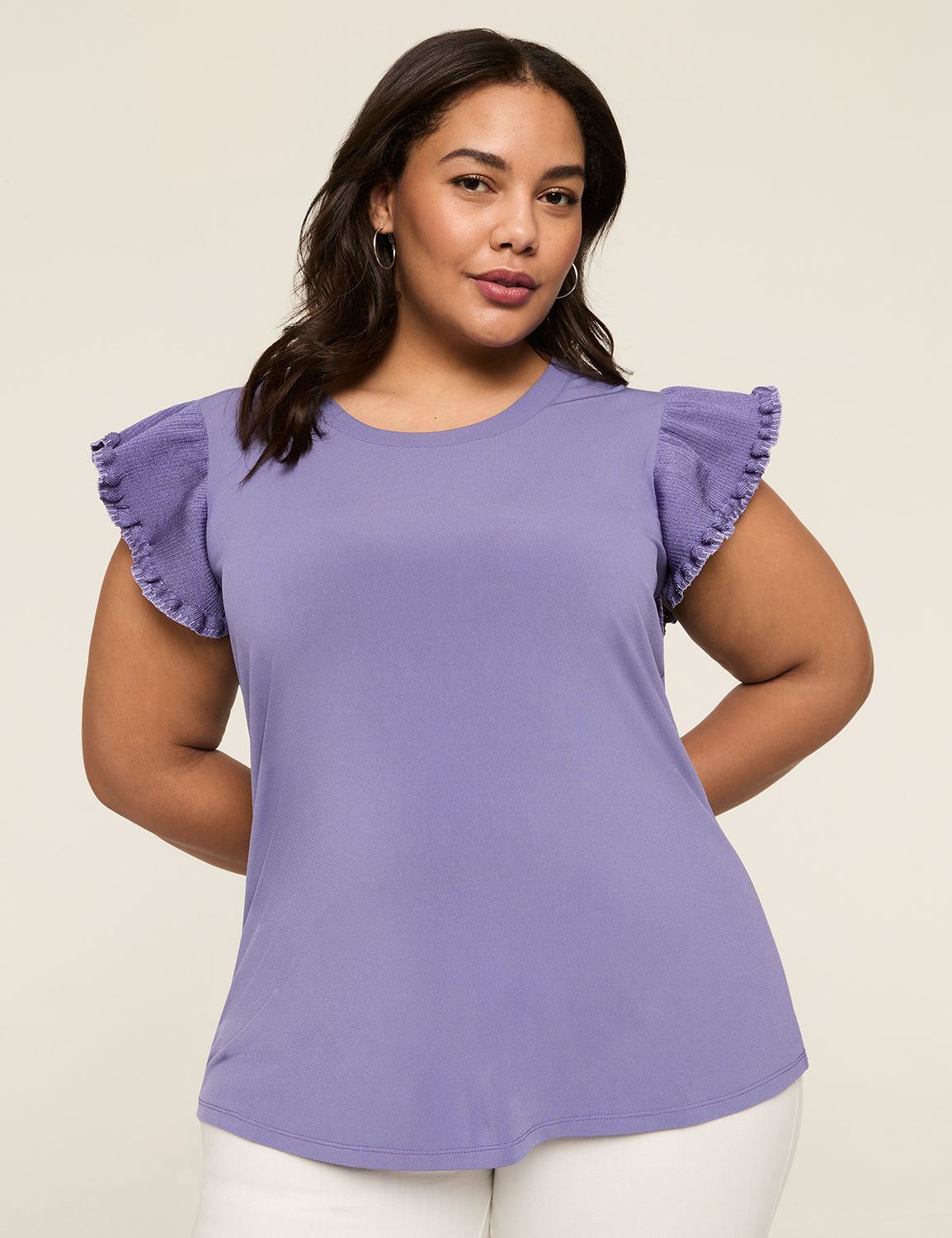 Ruffle Scoop Neck Knit Top main image 0
