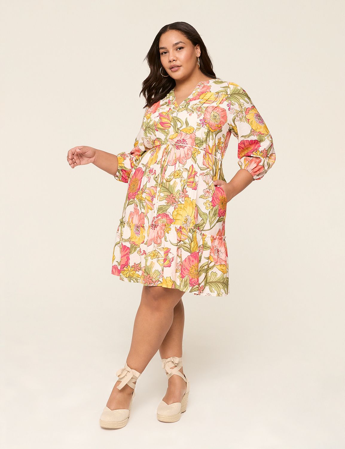 Pintuck-Detail Tie-Waist Dress | LaneBryant