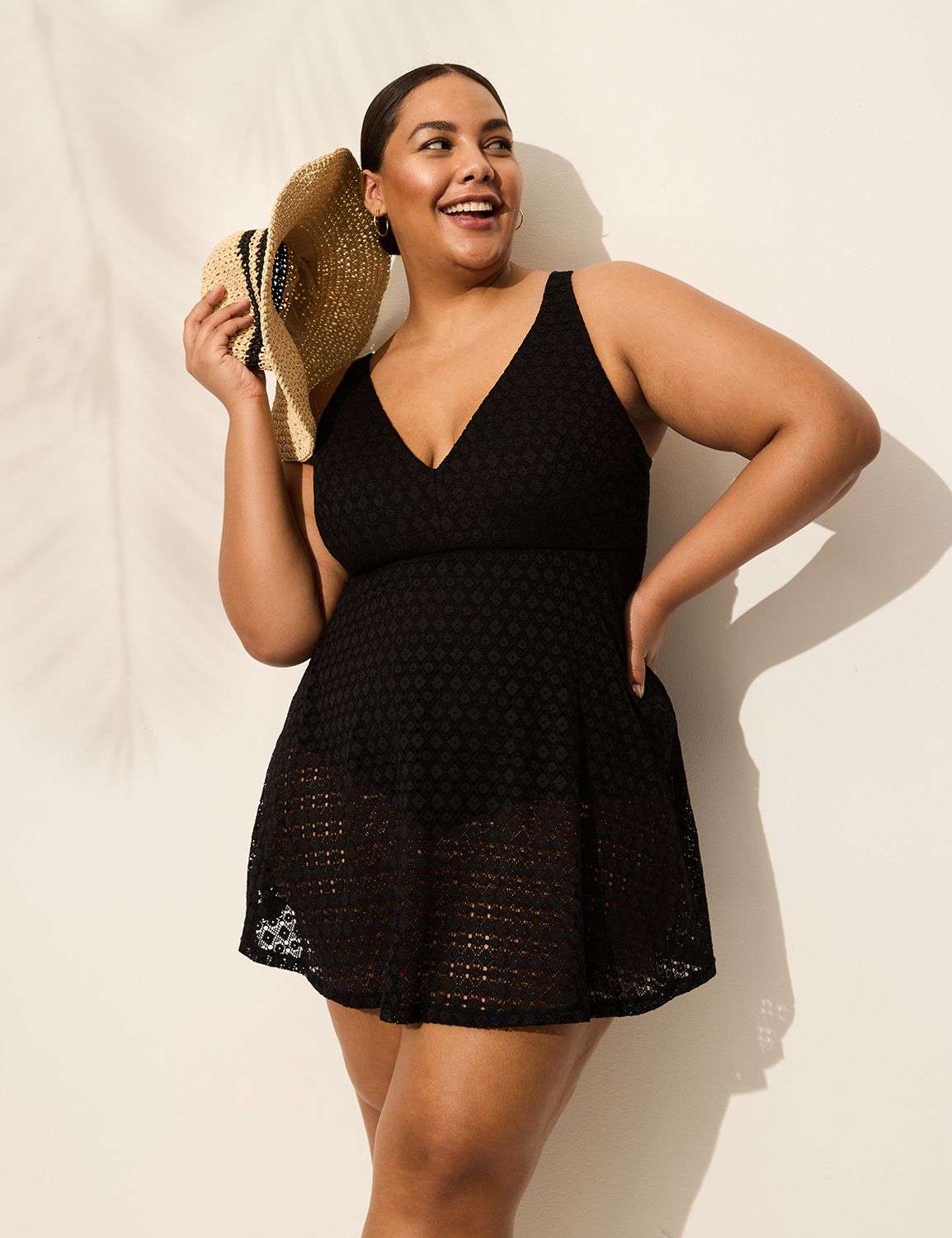 Crochet NW Plunge Brief Swim Dress Product Image 1