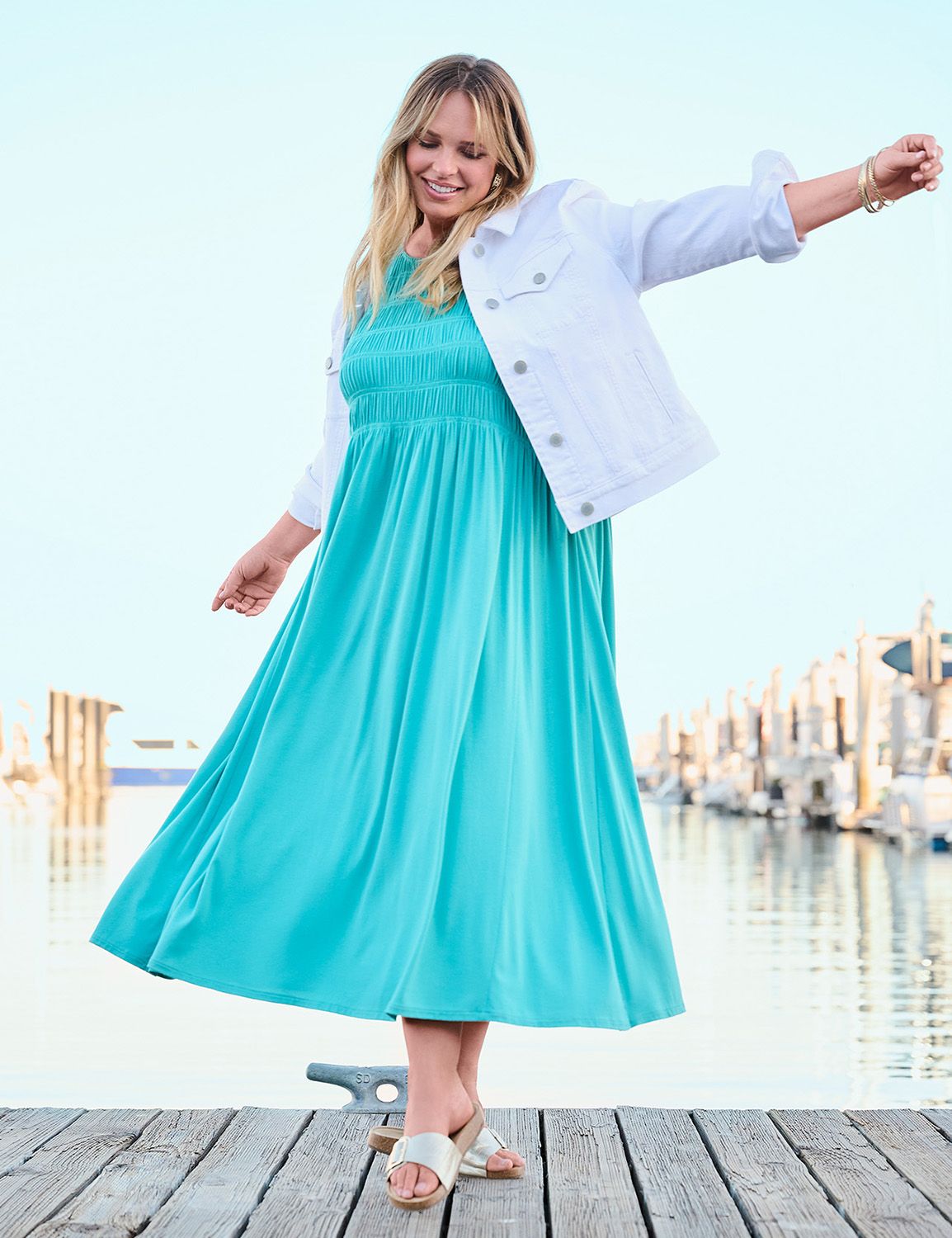 Shirred-Bodice Maxi Sun Dress | LaneBryant