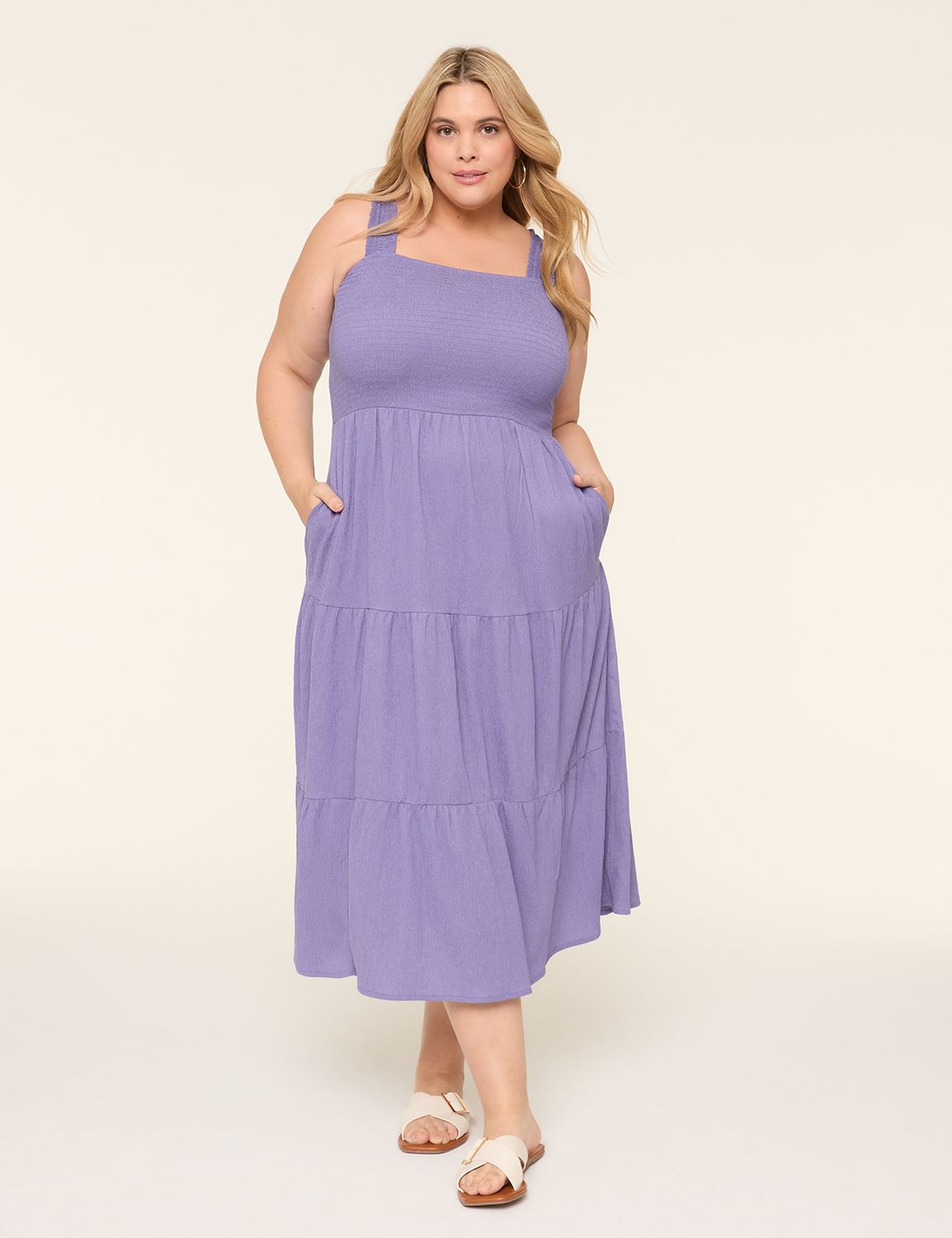 SMOCKED BODICE SQUARE NK TIERED DRE Product Image 1