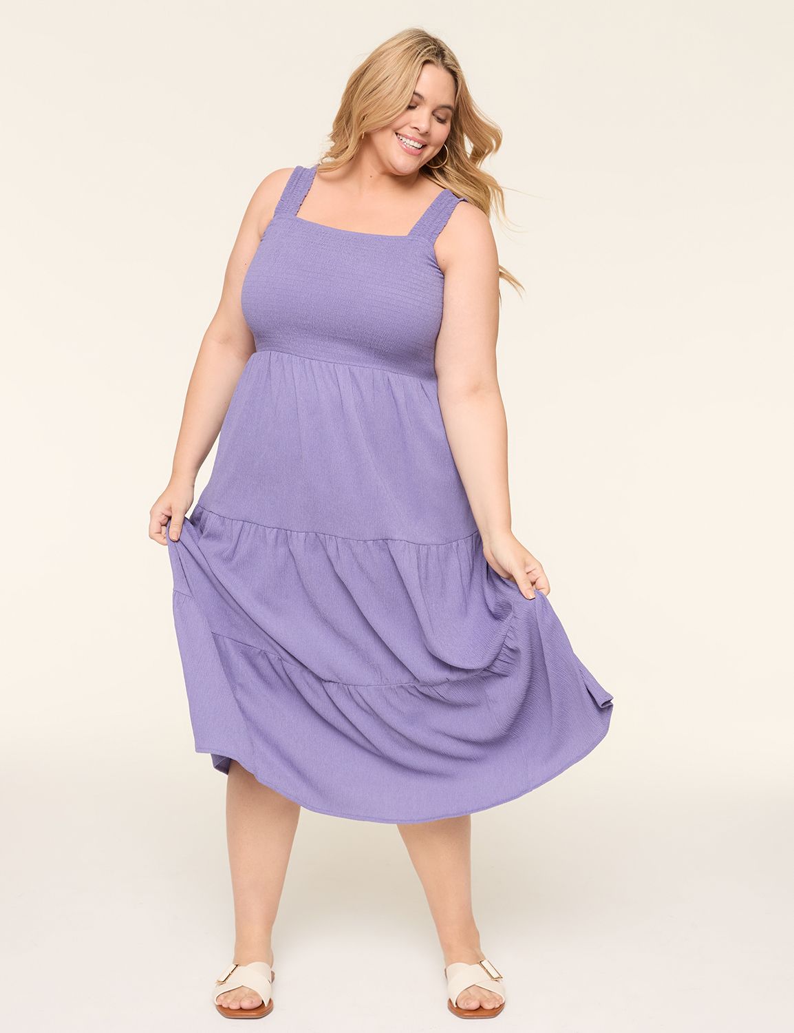 SMOCKED BODICE SQUARE NK TIERED DRE Product Image 4