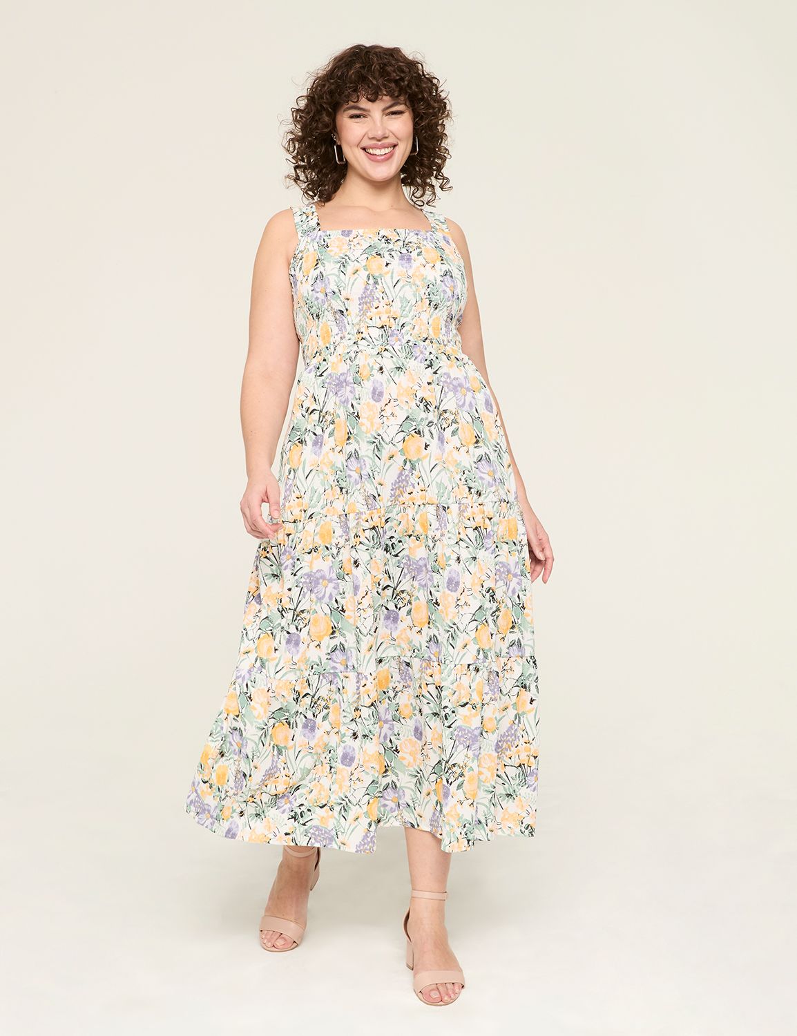 SMOCKED BODICE SQUARE NK TIERED DRE Product Image 1