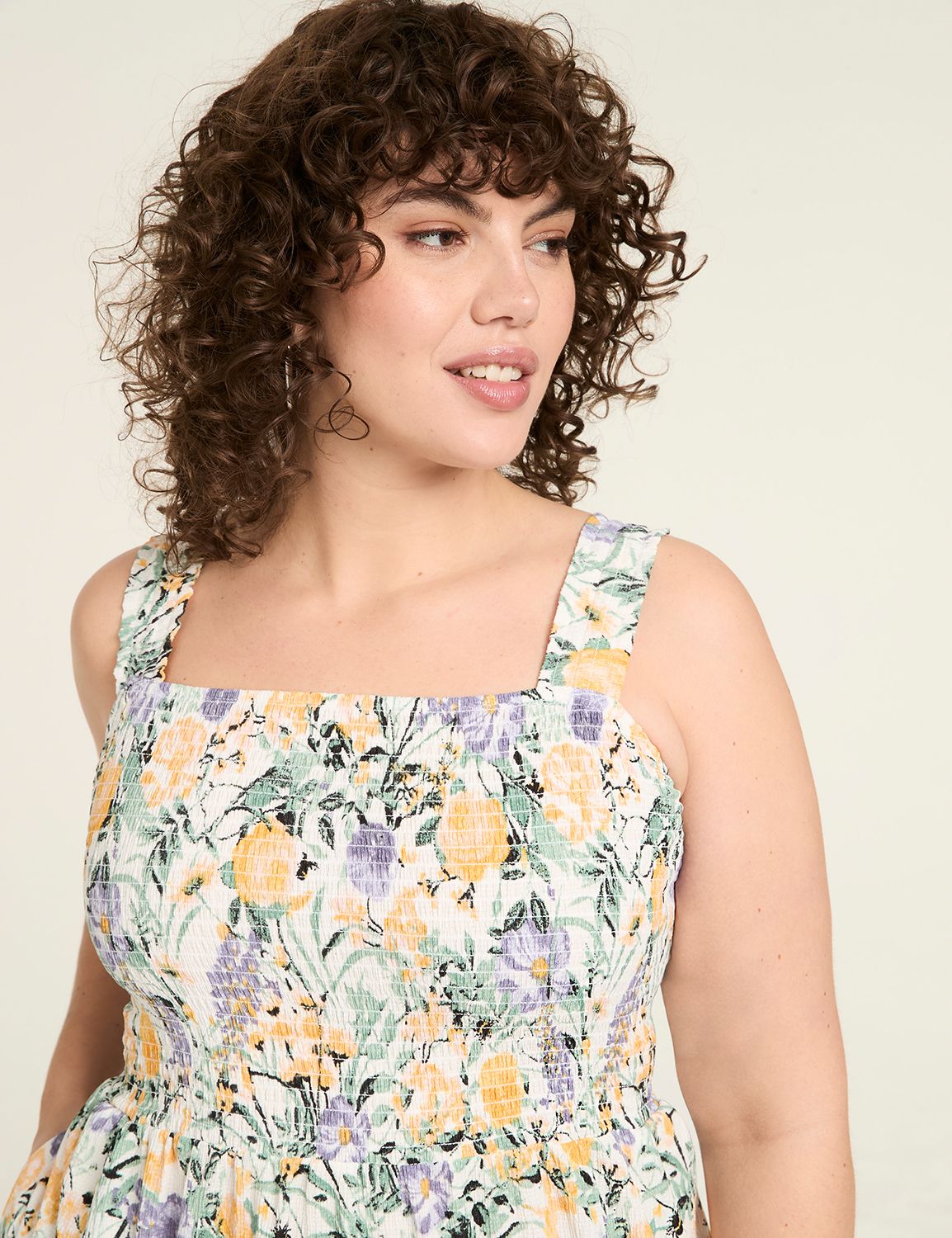 SMOCKED BODICE SQUARE NK TIERED DRE Product Image 3