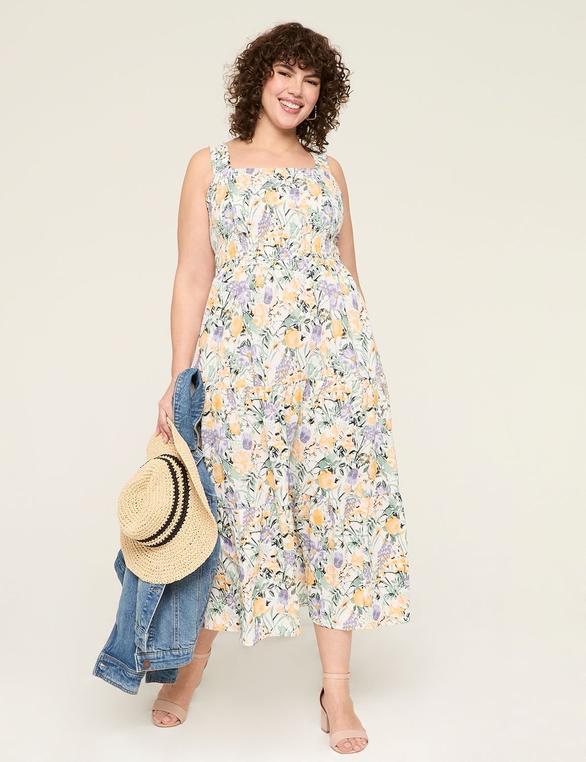 SMOCKED BODICE SQUARE NK TIERED DRE Product Image 4