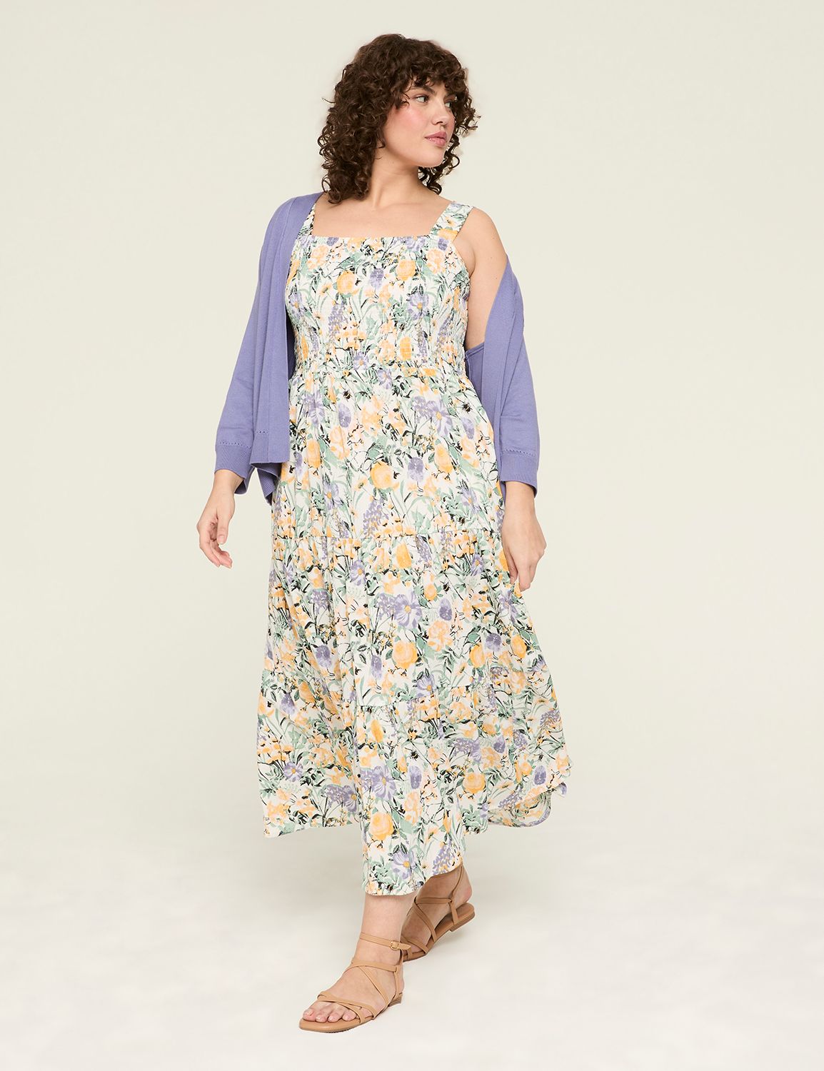 SMOCKED BODICE SQUARE NK TIERED DRE Product Image 5