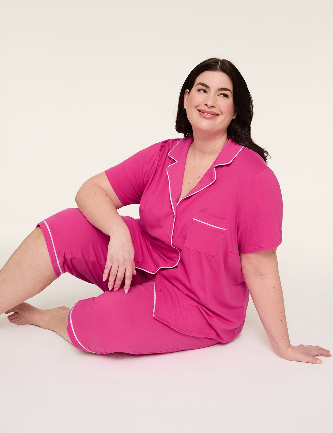 CVC Notch Neck & Crop Pant PJ Set 1 Product Image 1