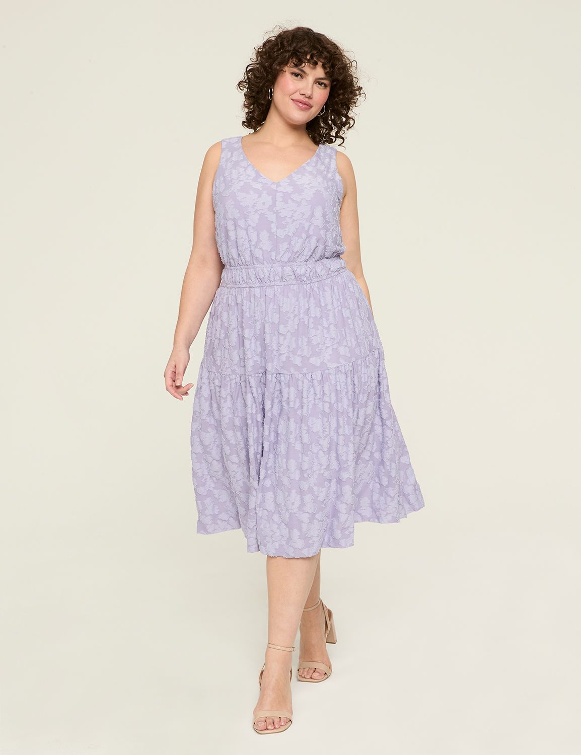 SS VNECK ELASTIC WAIST LONG MIDI DR Product Image 1