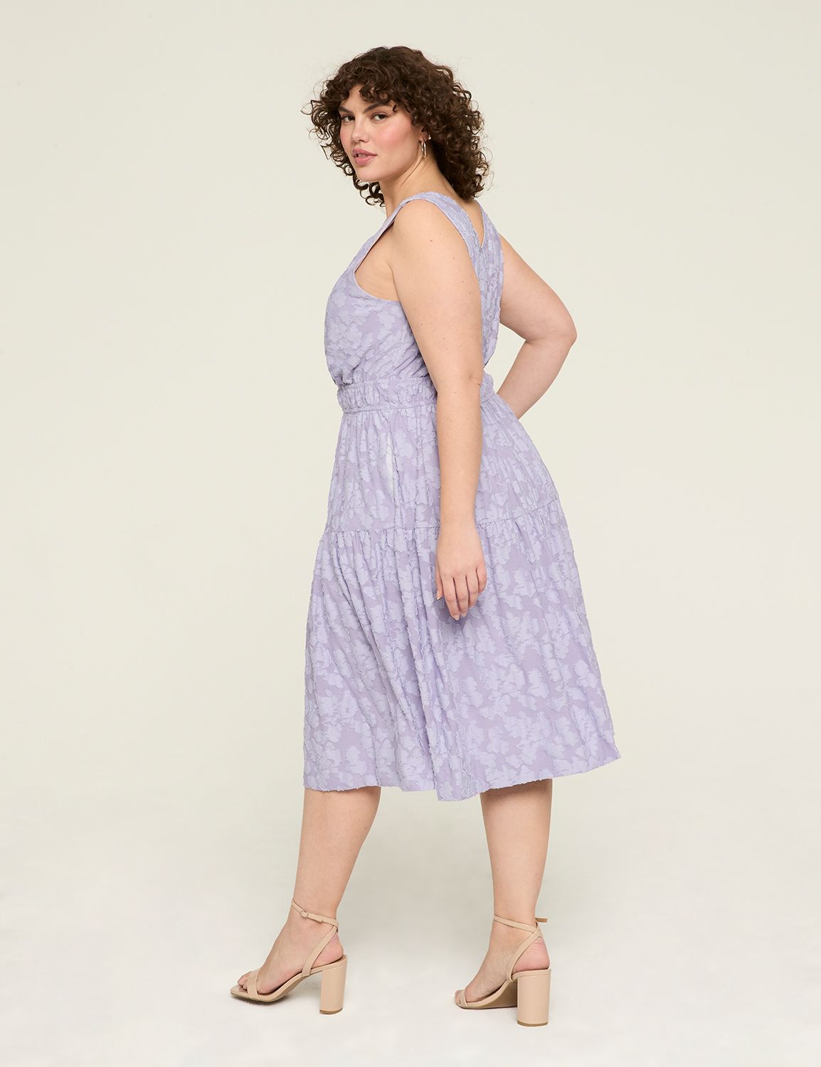SS VNECK ELASTIC WAIST LONG MIDI DR Product Image 2
