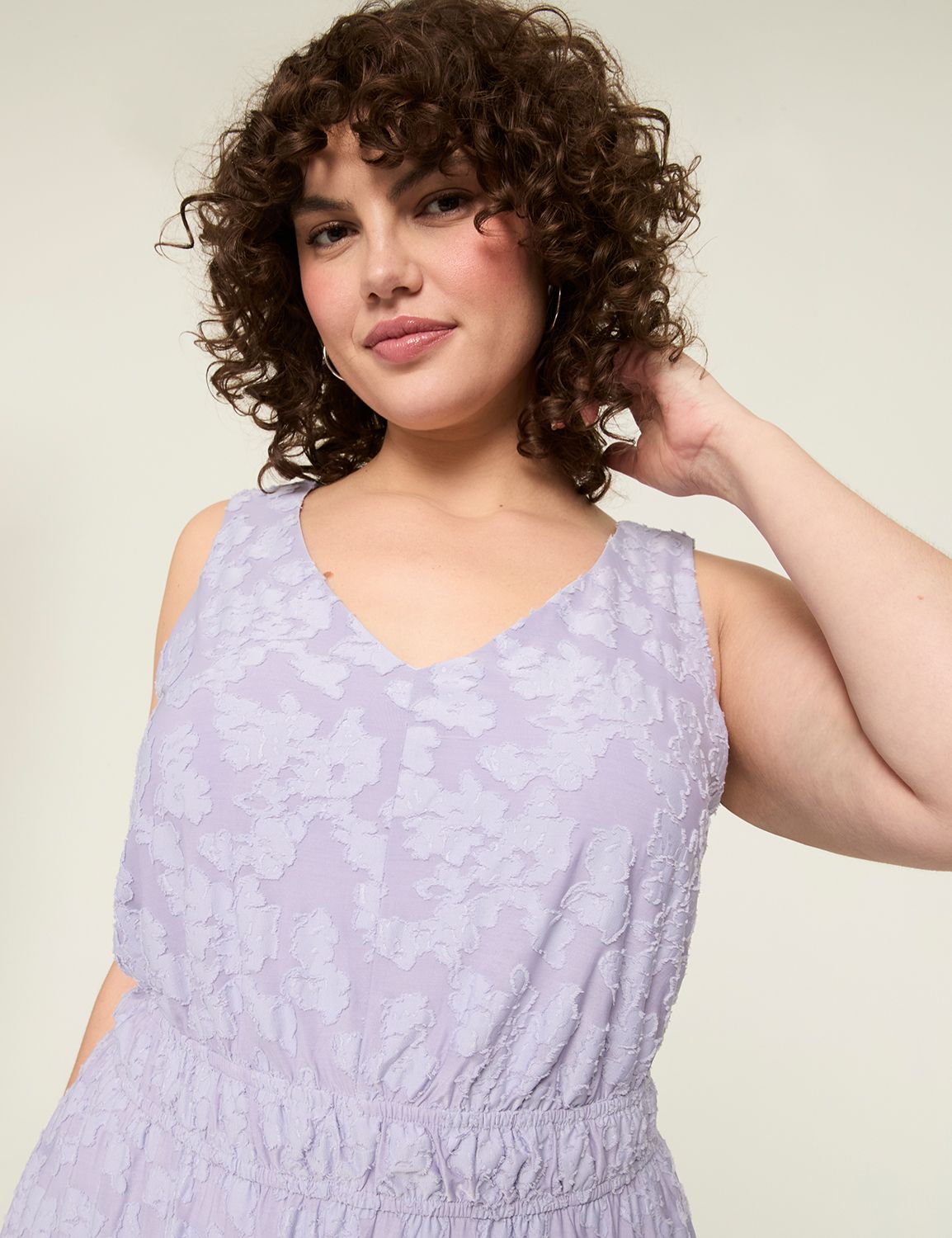 SS VNECK ELASTIC WAIST LONG MIDI DR Product Image 3