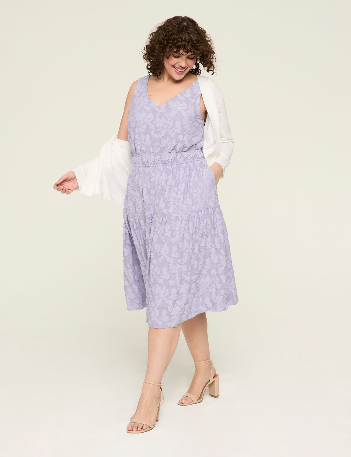 SS VNECK ELASTIC WAIST LONG MIDI DR Product Image 4