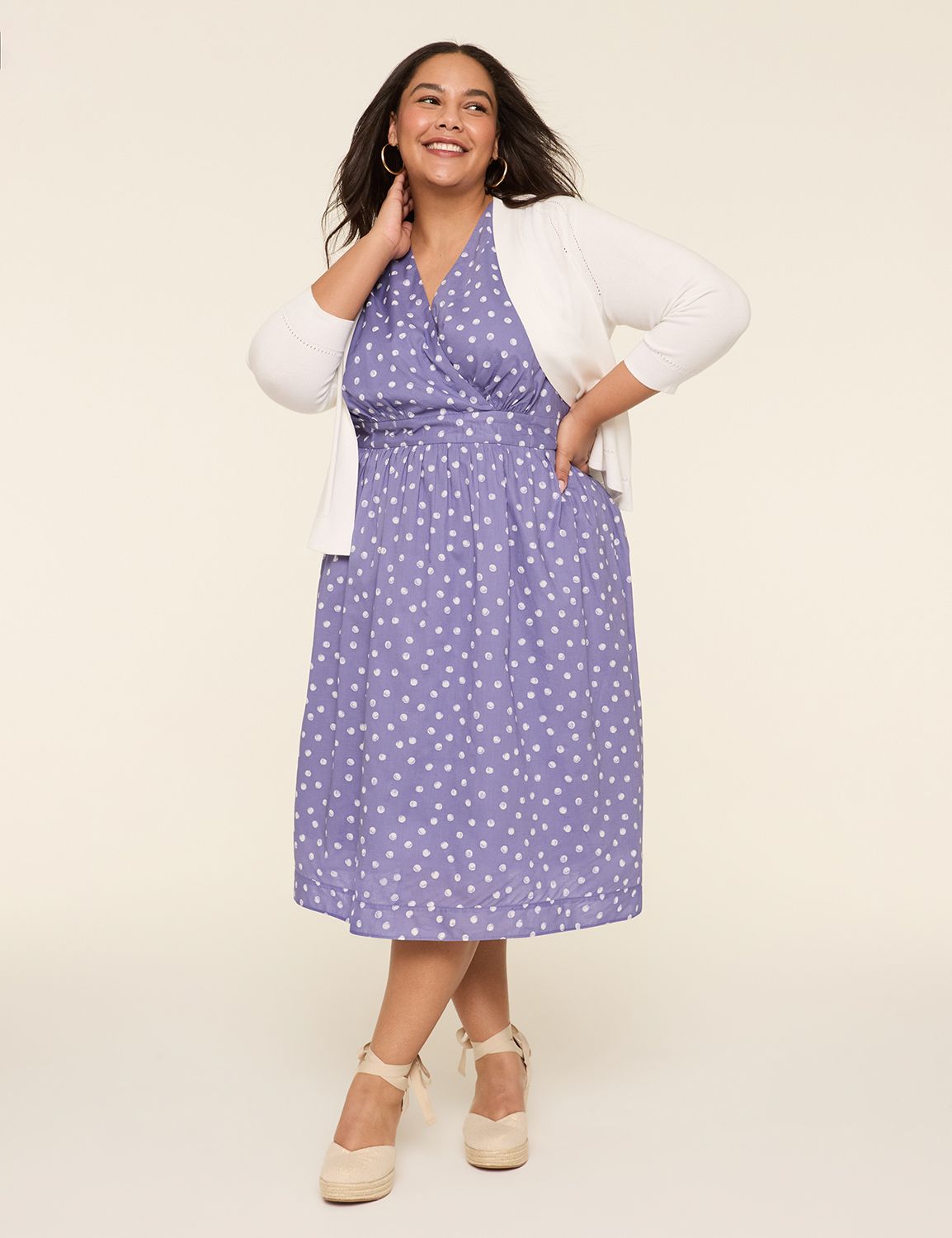 FIXED SURPLICE BORDER PIECED DRESS Product Image 1