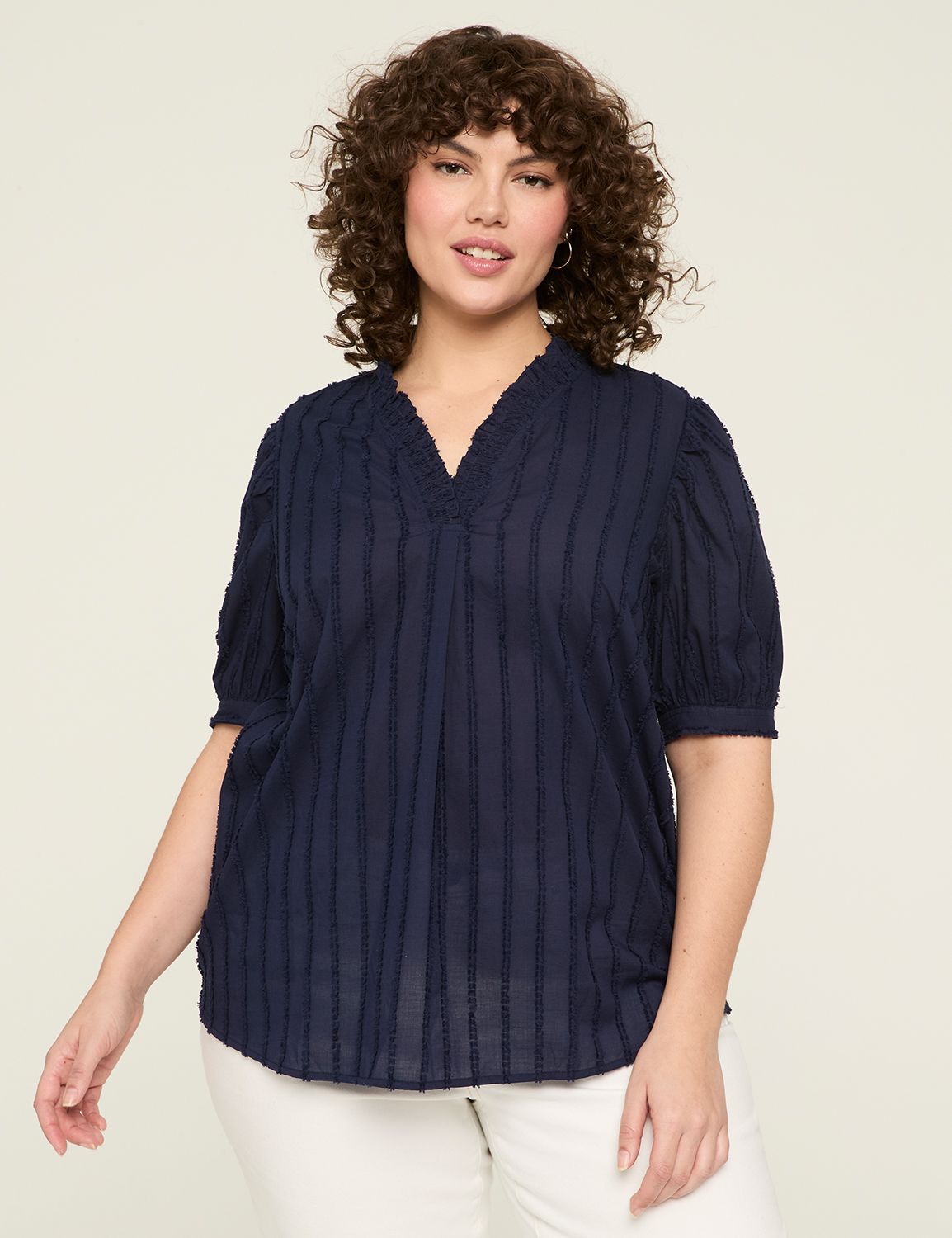 Smocked V-Neck Popover Blouse